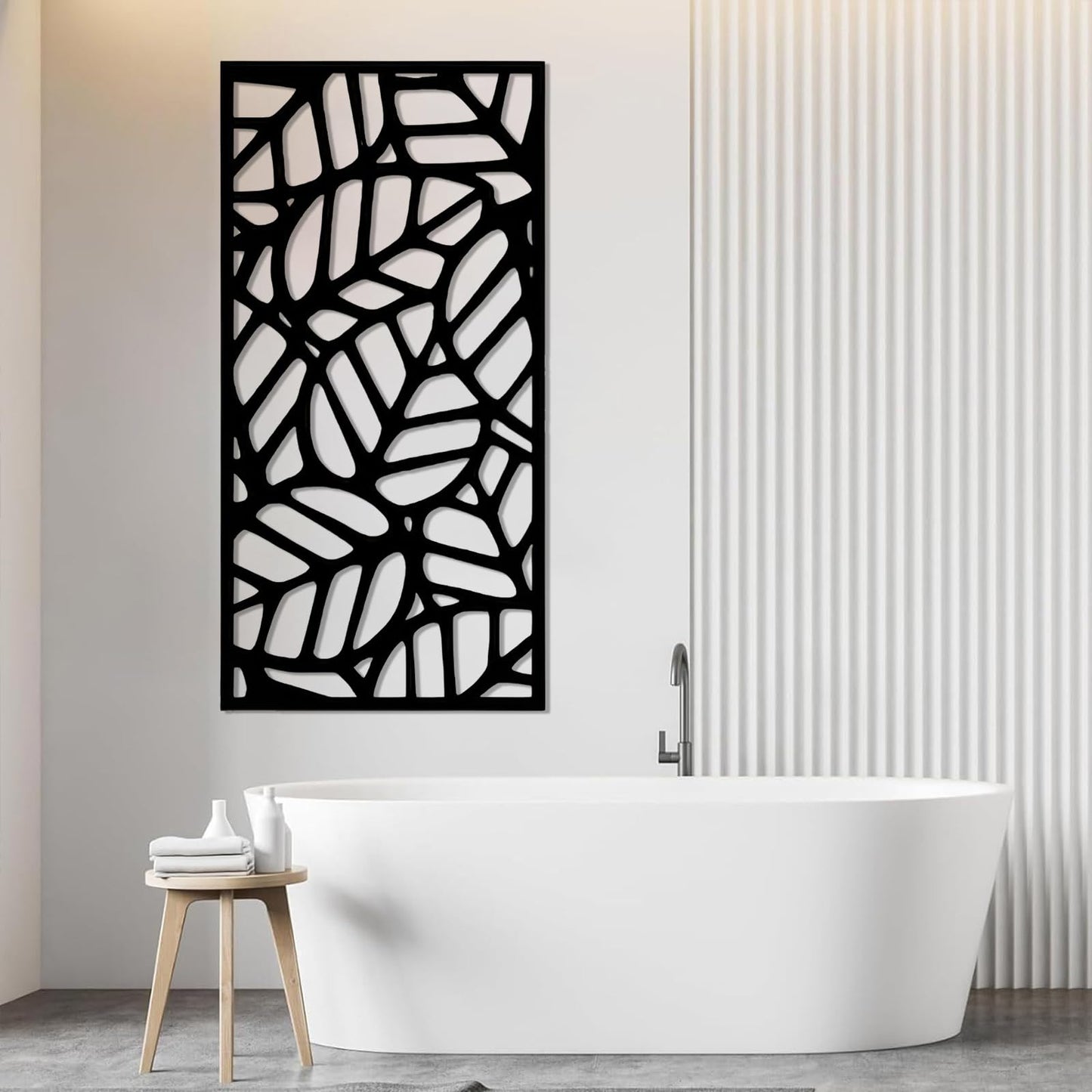 Metal Palm Leaf Wall Decor, Metal Leaves Wall Art, Tropical Leaf Wall Art, Minimalist Wall Art, Modern Leaves Wall Art, Plant Wall Decorations for Living Room, Bedroom (White, 24"x12"/60x30cm)