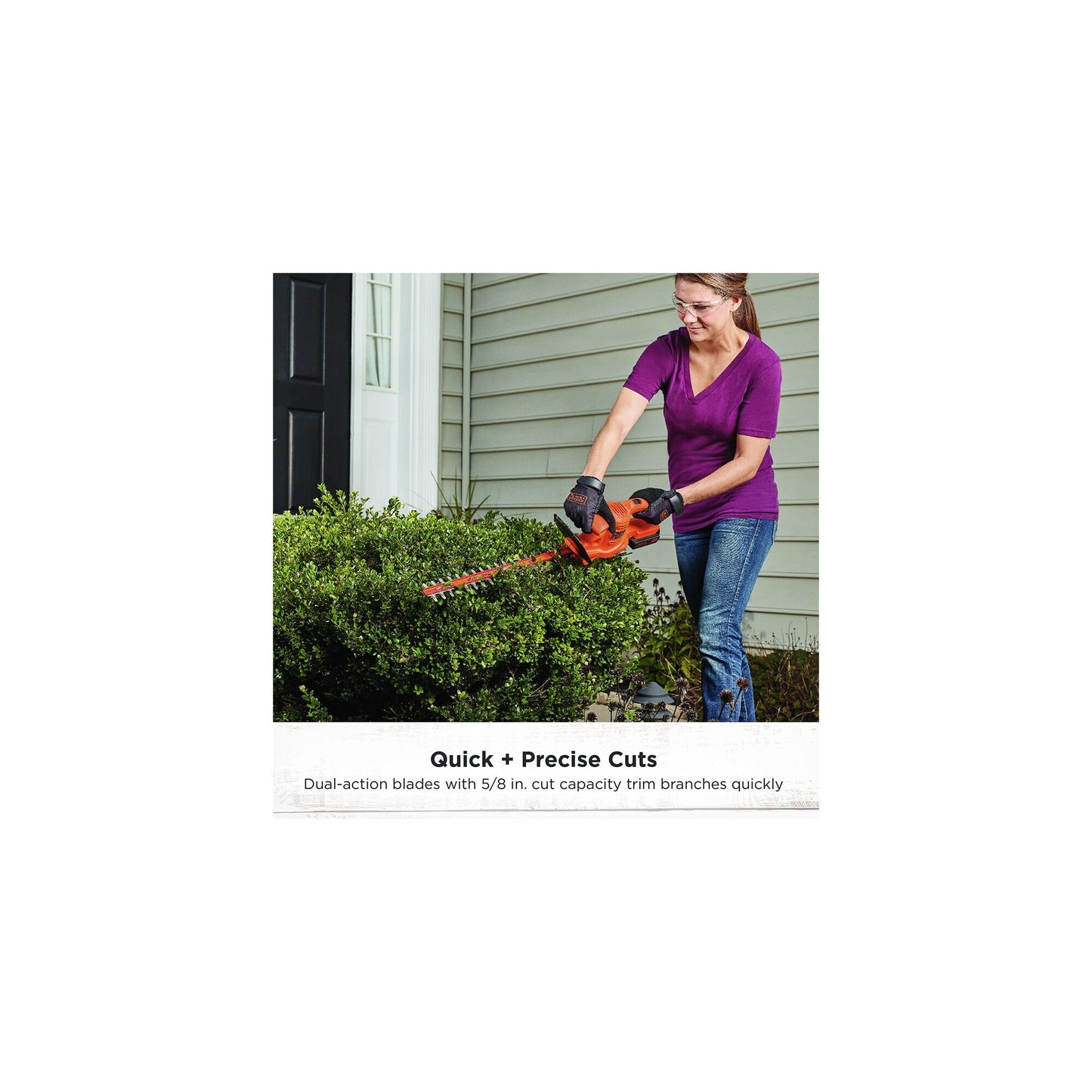 BLACK+DECKER 20V MAX Hedge Trimmer Cordless, 18 inch Blade, (1) Battery and Charger Included, Light Weight Reduced Vibration, Bush Trimmer Hedger (LHT218C1)