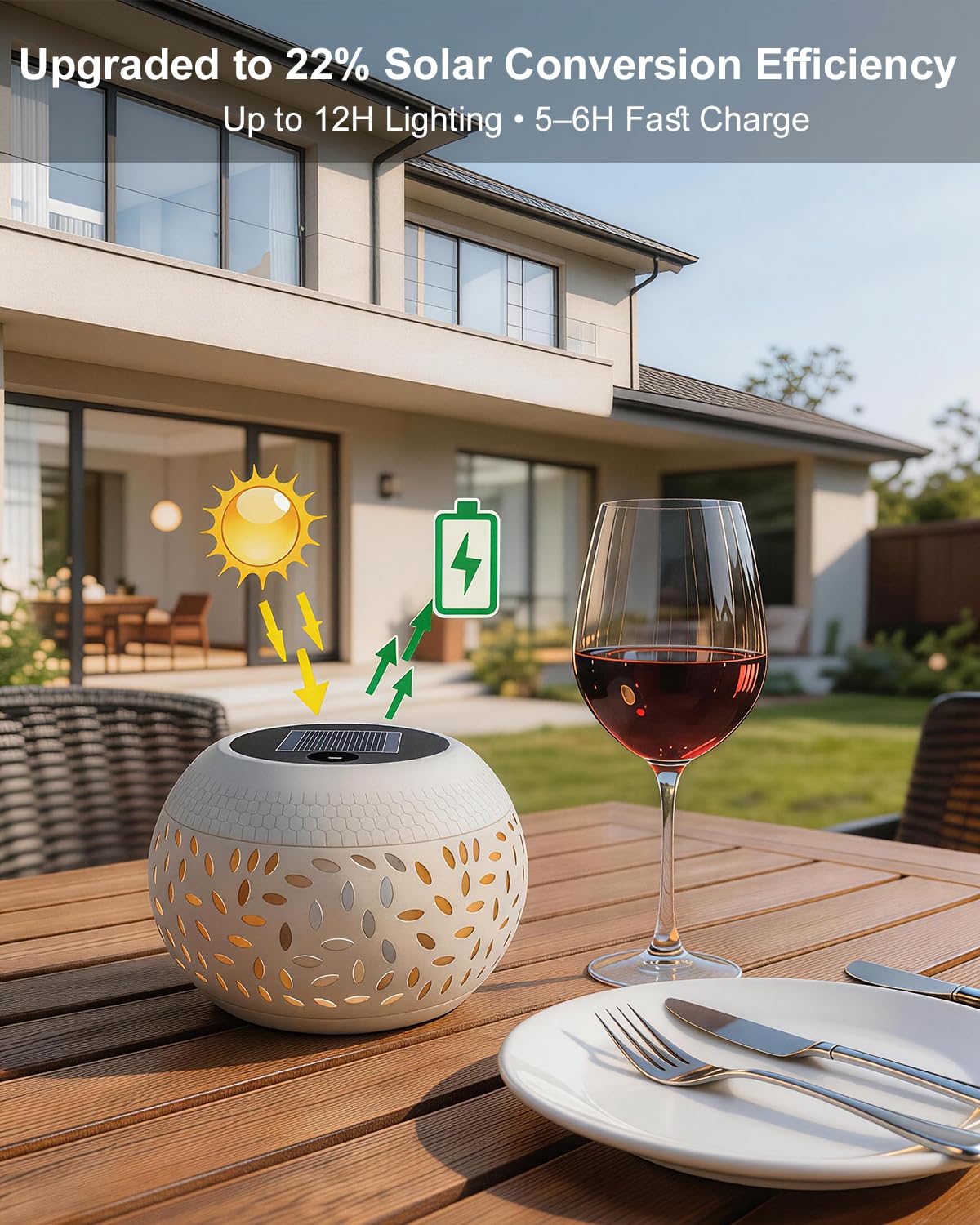 Solar Table Lights Outdoor Waterproof - Dancing Flickering Flame Lamp White Metal Tabletop Light Solar Powered Decorative Lighting Lantern for Desk Bedroom Patio Garden Pathway Yard (1 Pack)