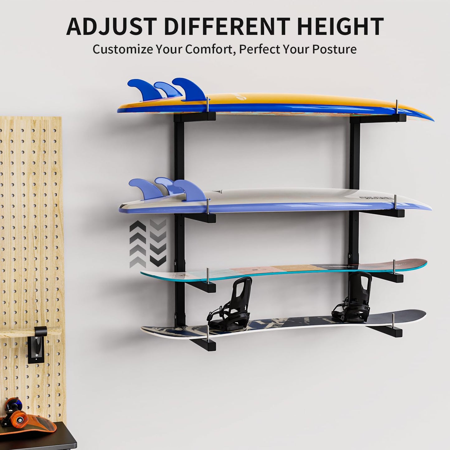 Olgsibb Lumber Storage Rack, Upgrade Cantilever Folding Lumber Rack Wall Mount, Metal 8 Level 32 Inch Plywood Scrap Wood Storage Rack