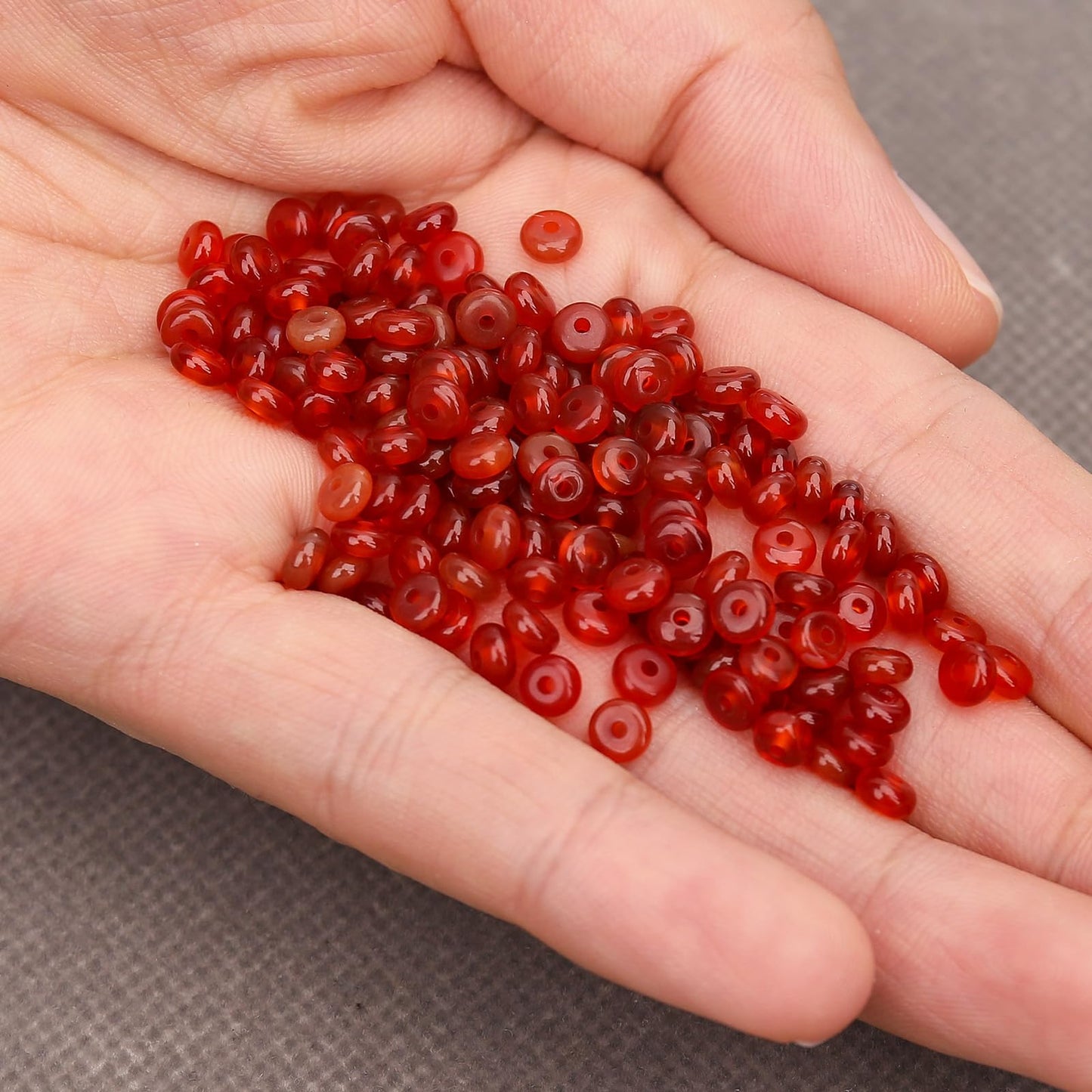BONNY BOXX 1 Strand (150PCs) Natural 2 * 4mm Carnelian Rondelle Beads, Natural Abacus Disk Stone Beads Loose Spacer Gemstone for DIY Bracelet Necklace Jewelry Making