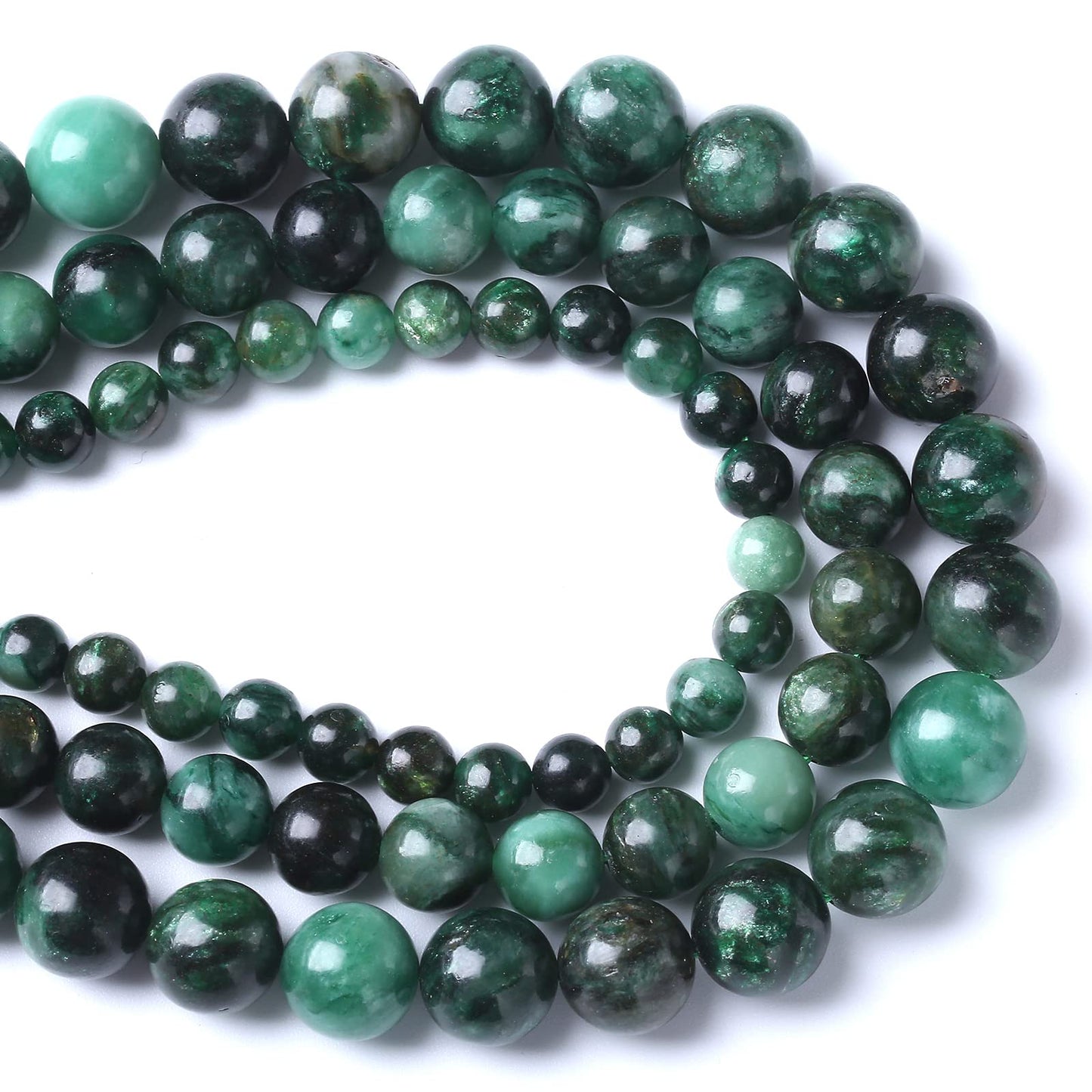 10mm 36pcs Natural Green Emerald Stone Beads Round Loose Beads AAA Energy Healing Power Stone Beads for Jewelry Making DIY Bracelet Necklace 15"(Green Emerald Stone, 10mm)