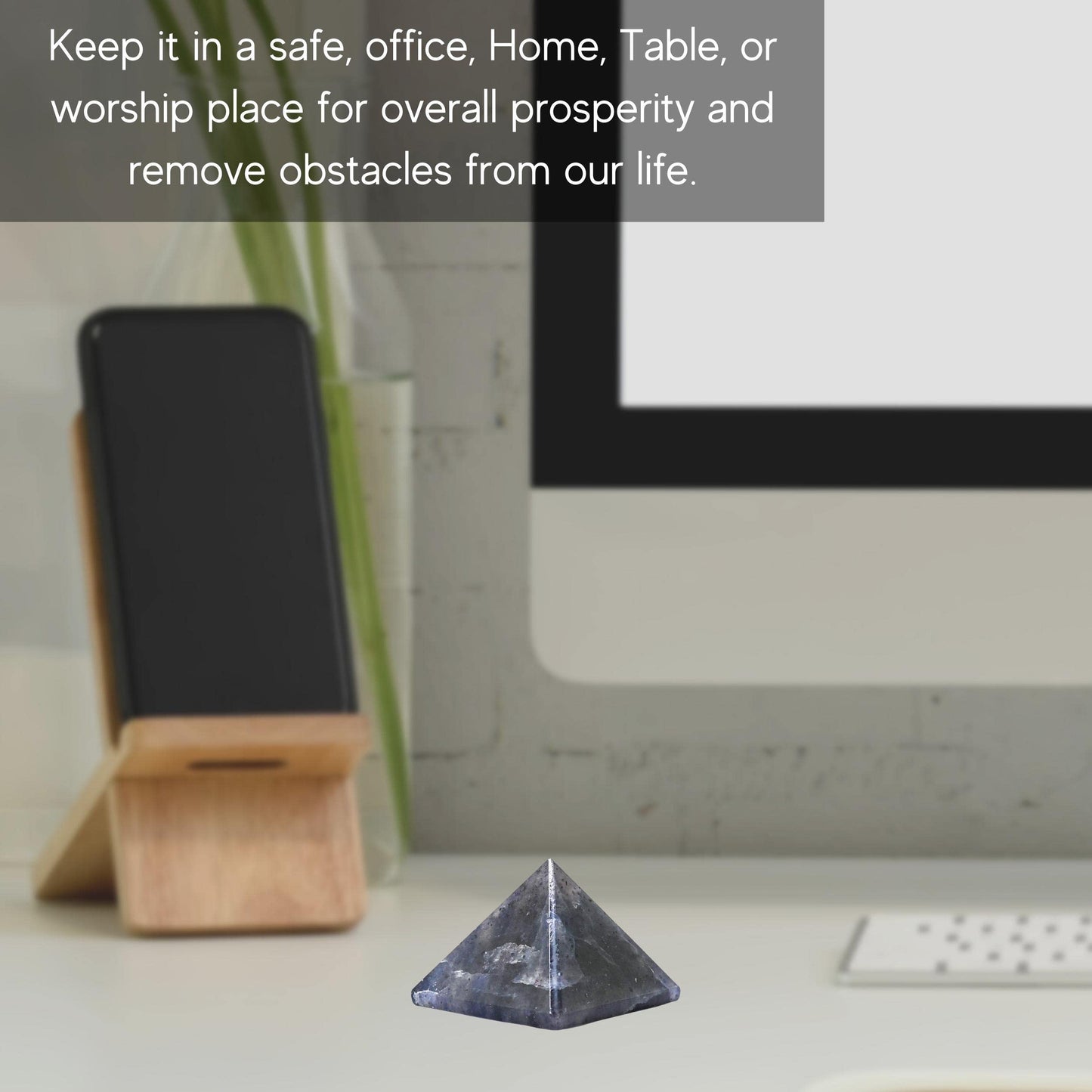 Amazing Gemstone Iolite Pyramid Crystal Healing Stones - 2" Great Pyramid Figurine of Natural Stone Pyramid for Meditation, Reiki, Chakra Balancing and Crystal Pyramids Grid