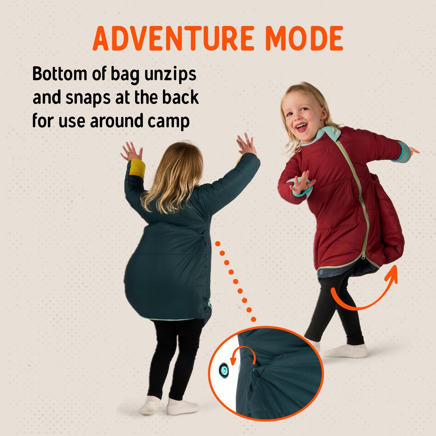 Kelty Space Cadet Infant and Toddler Sized Arms-Out Sleeping Bag, 30-40F Degree Rated, 8M-4T, Fleece-Lined Hand Covers (40F / 2-4T)