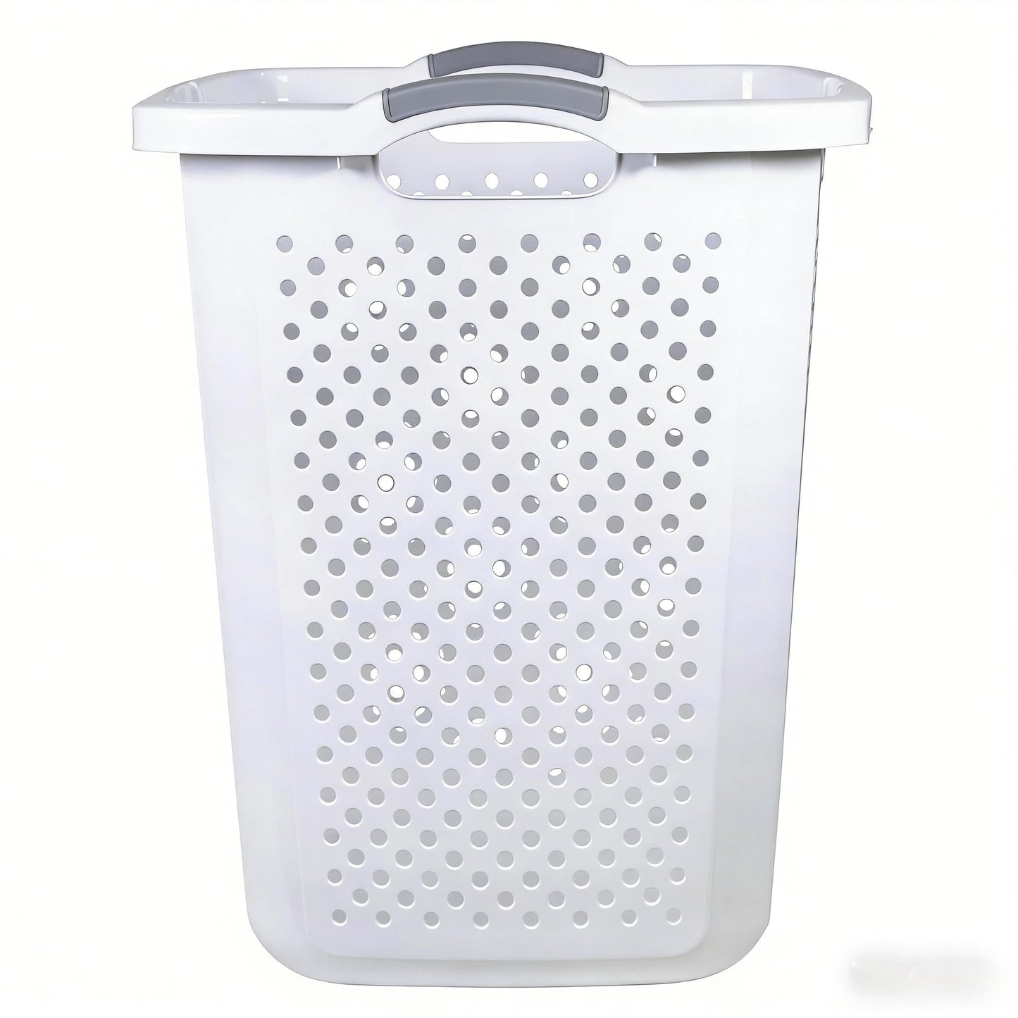 Plastic Laundry Hamper – 2.5 Bushel Large Capacity Basket with Handles, Sturdy White Clothes Hamper for Bedroom, Bathroom & Dorm
