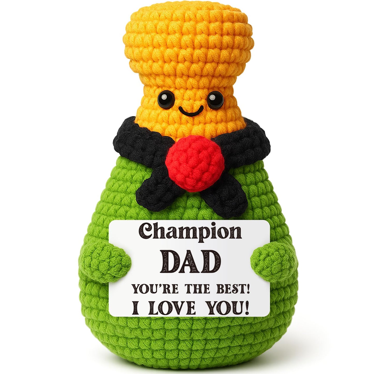 Xinezaa Mini Crochet Valentines Birthday Gifts for Men, Best Dad, Step Dad, Unique Gifts for Men Valentines, Cute Handmade Champagne Gift for Father's Day, Valentines Day Decorations for Home