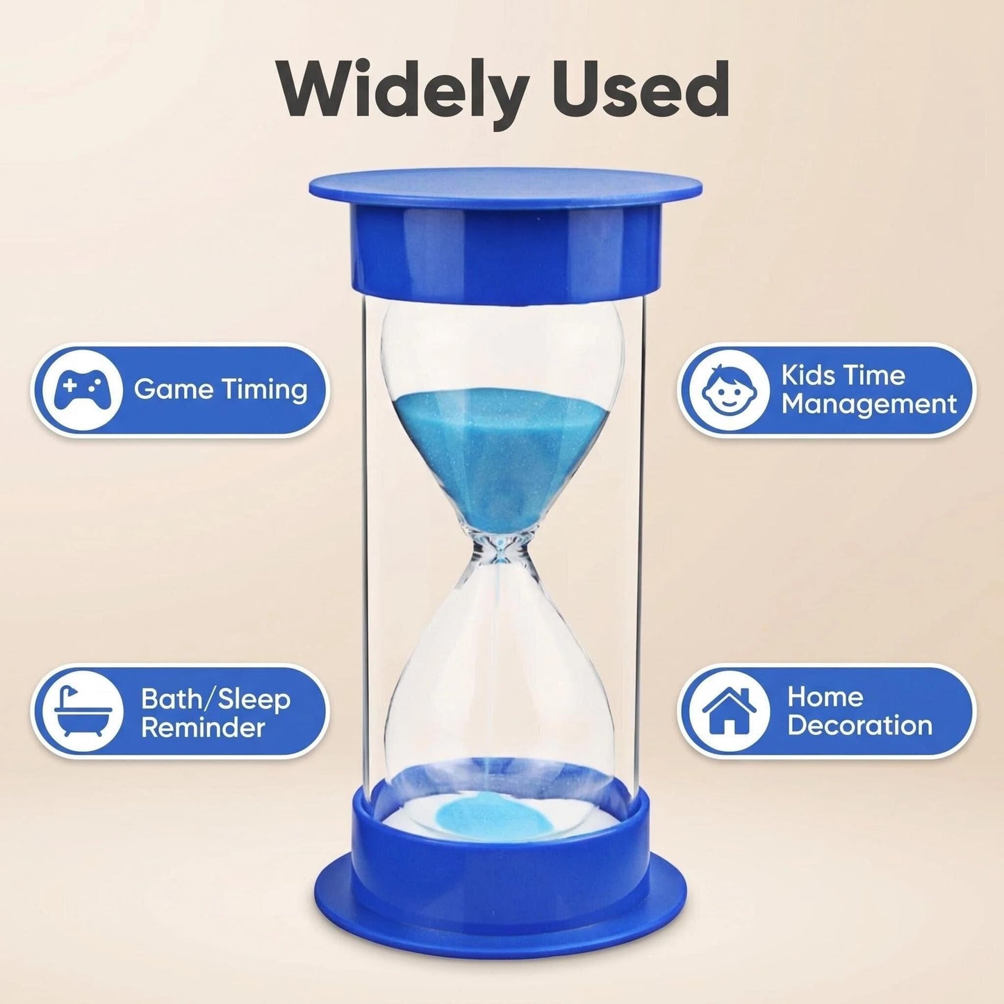 JIEHET Hourglass Sand Timer 5 Minutes, Dual Protection Hour Glass with Sand, Sand Timer for Kids Safety, Sand Clock Watch Management Assistant, Creative Gift, Living Room Office Decorative (Blue)