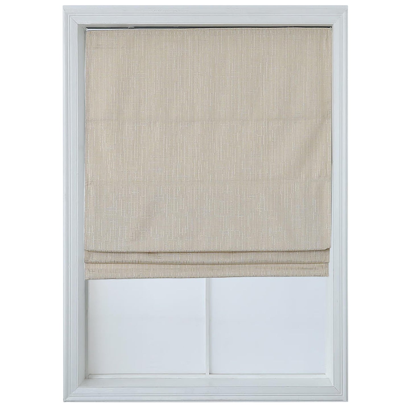 Everyday Celebration Roman Shades for Windows, Room Darkening, Cordless Pull Down, Woven Fabric Blinds & Shades, Vanilla, 23" W x 64" H