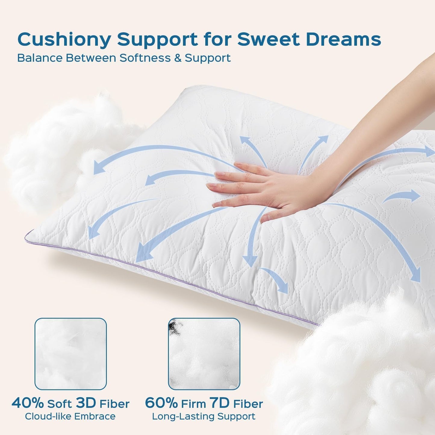 JOLLYVOGUE Pillows Queen Size Set of 4, Bed Pillow for Side, Back, and Stomach Sleepers, Down Alternative Filled Pillows, Luxury Hotel Quality and Machine Washable, 28" x 20", 4 Pack