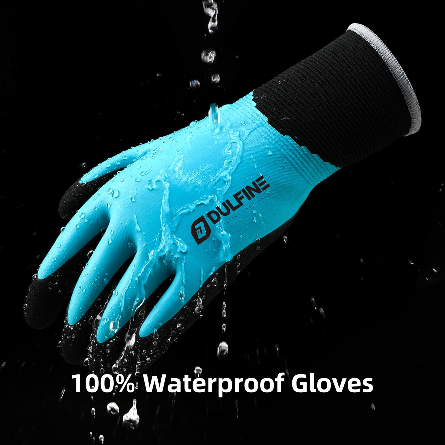DULFINE Waterproof Work Gloves for Men and Women,3 Pairs PackTouch Screen Rubber Coated Non-slip Garden Gloves, Outdoor Construction(Medium)