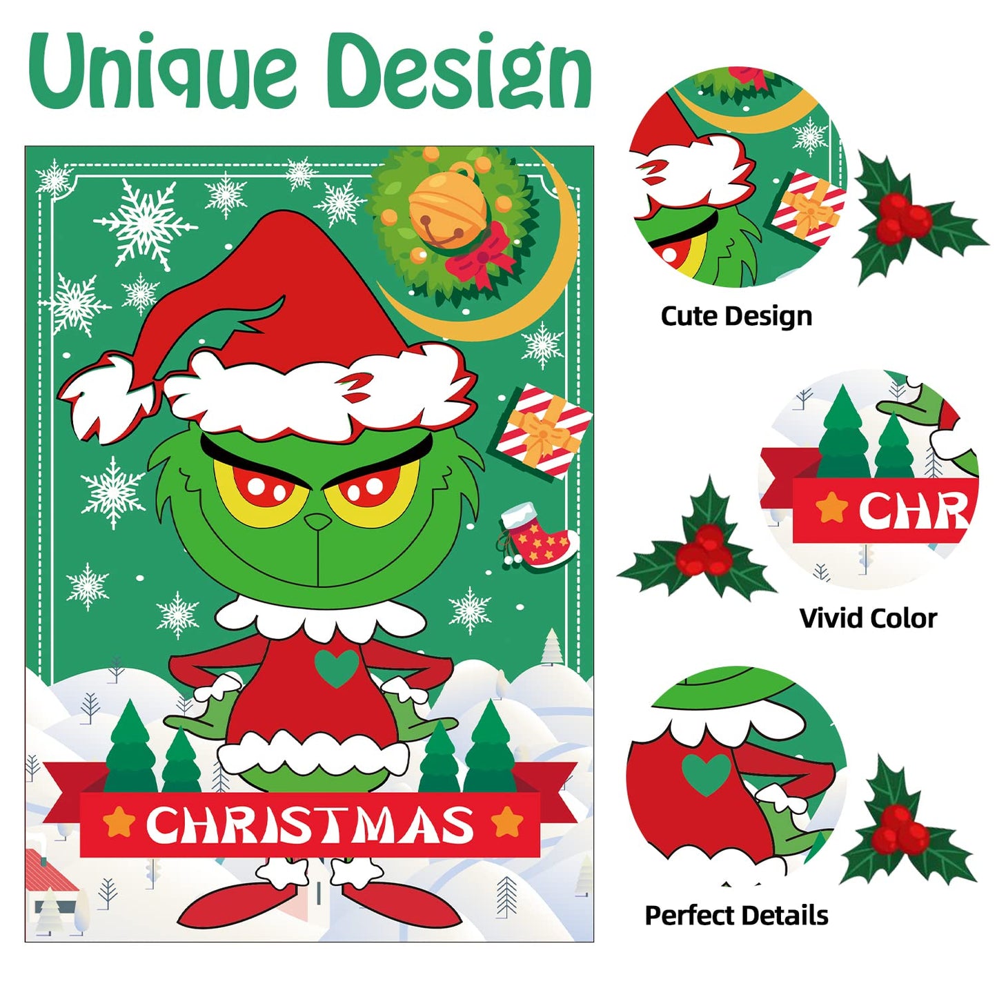 EMPOF Christmas Games - Pin The Heart Christmas Crafts Games for Kids Families Party, Cute Wall Decor Party Supplies Favors, Indoor Xmas Decorations Home Decor, Xmas Kids Activities Presents