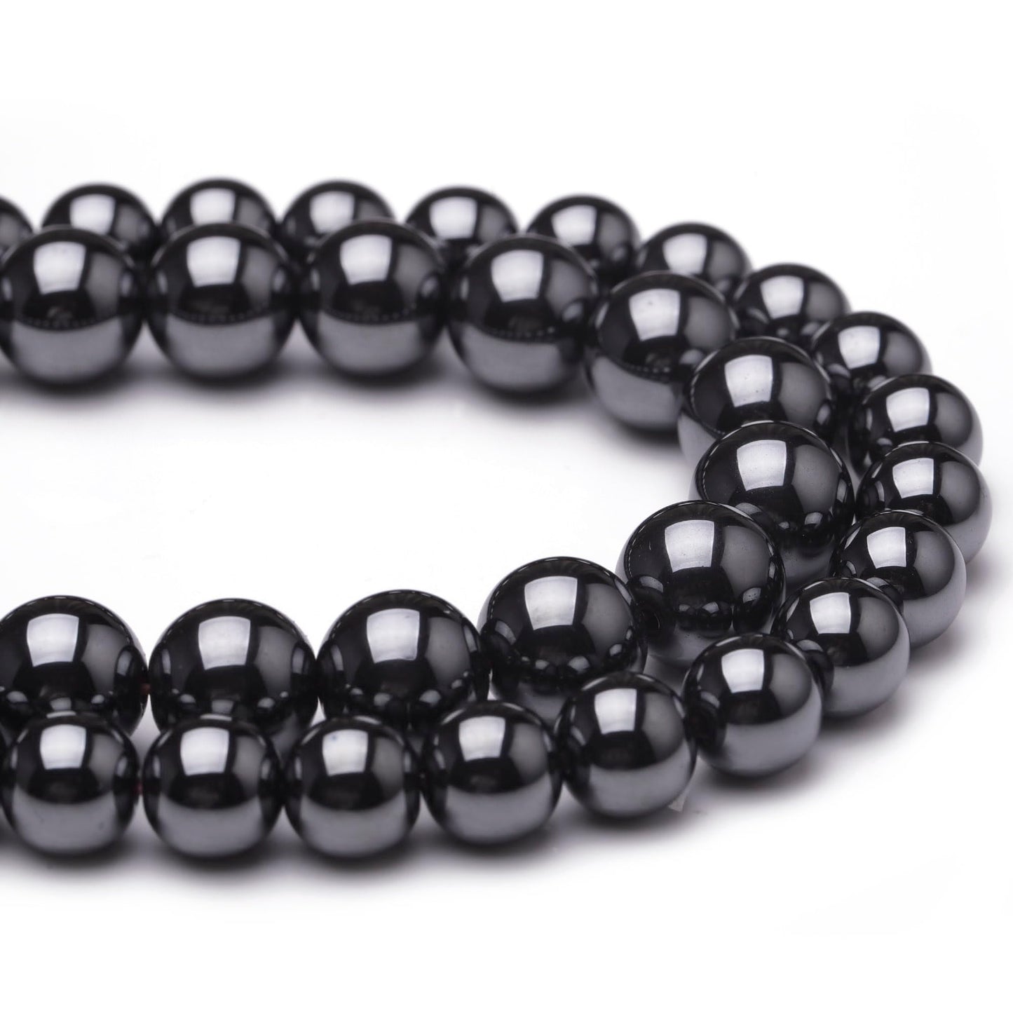 Chicager Natural Stone Beads for Jewelry Making,8mm Hematite Polished Smooth Round Gemstone Beads for Bracelet Necklace 15 Inch