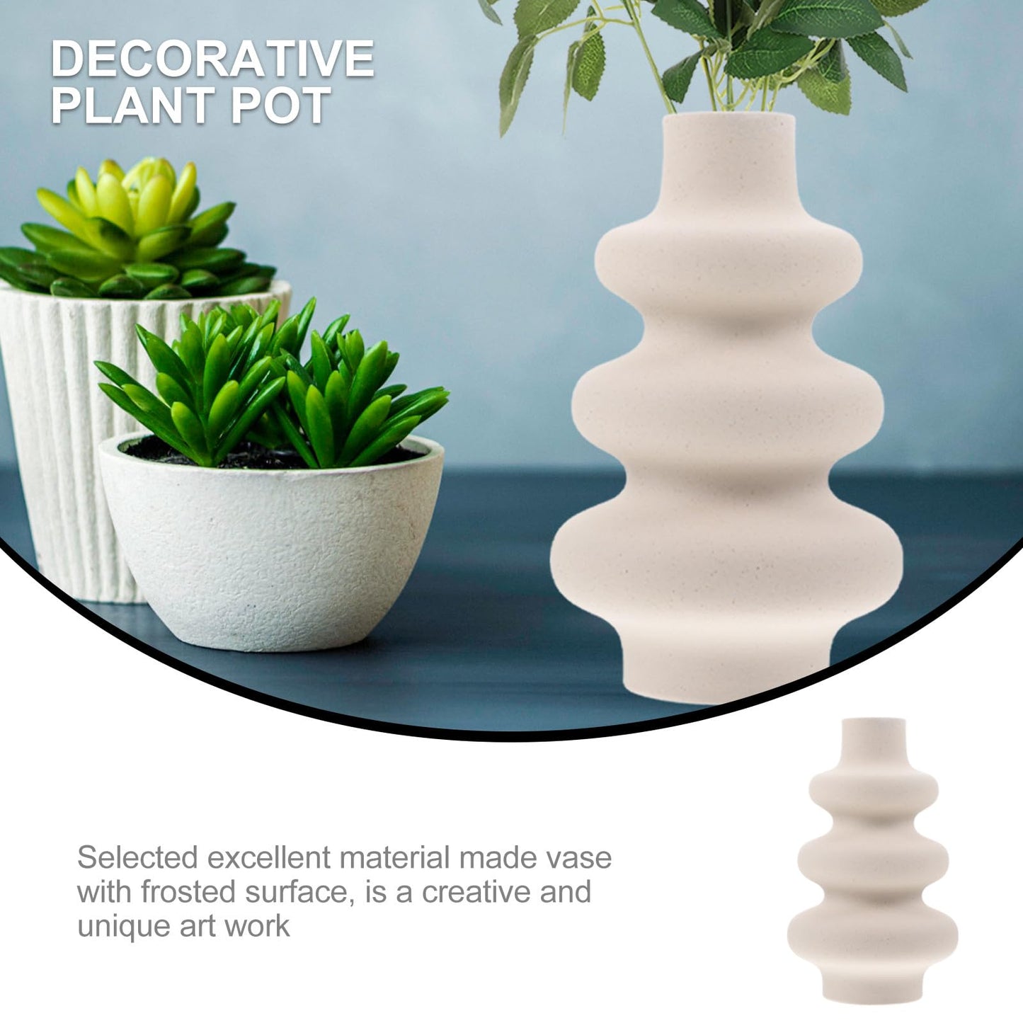 Beaupretty Matte Frosted Ceramic Geometric Flower Vase DIY Craft Decorative Floral Ornament Home Décor Accent for Living Room and Office