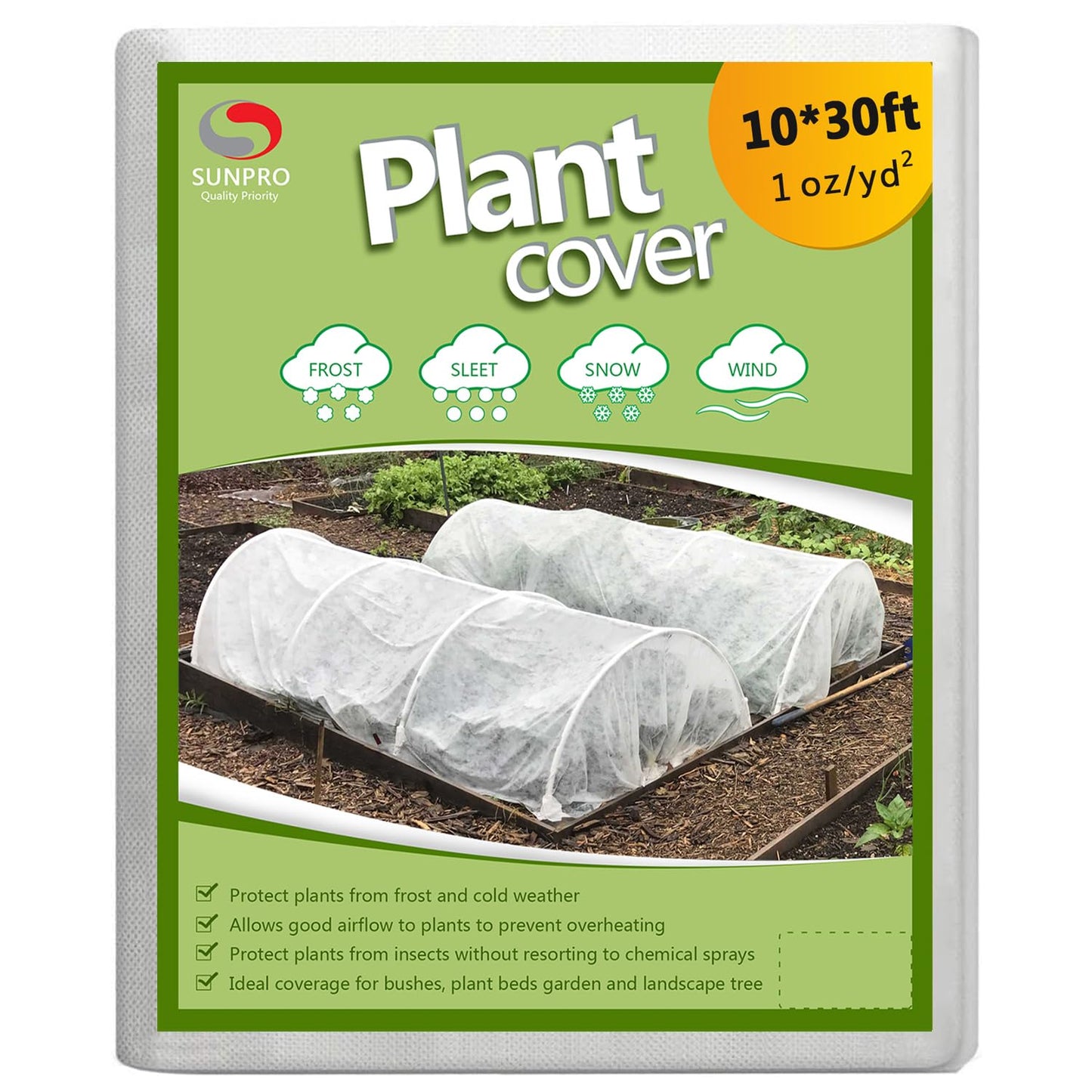 Plant Covers Freeze Protection, 10ft x 30ft 1.0oz/yd² Reusable Floating Row Cover, Frost Cloth for Outdoor Plants, Breathable Frost Blanket for Winter Cold Weather & Pest Protection