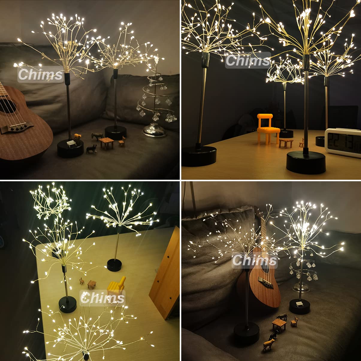 Chims Firework Centerpiece Lights,120 LED Fairy Light Banquet Table Centerpiece Lighting Decoration Star Pyrotechnics, Battery Operated Spirit Tree with Remote, for Dinner Indoor Christmas Party Decor