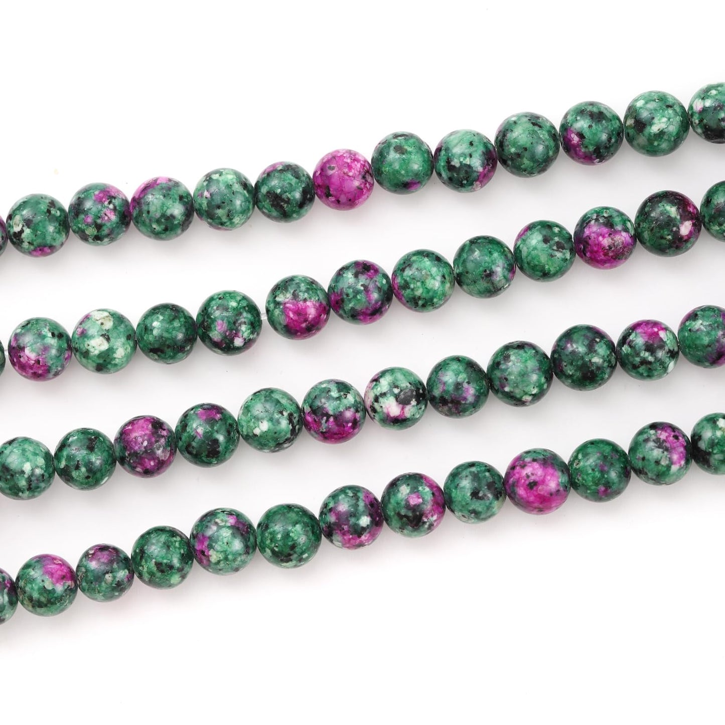 8mm 45pcs DIY Natural Ruby Zoisite Stone Beads Round Healing Crystal Gemstone Loose Beads for Jewelry Making Handmade Bracelet Necklace