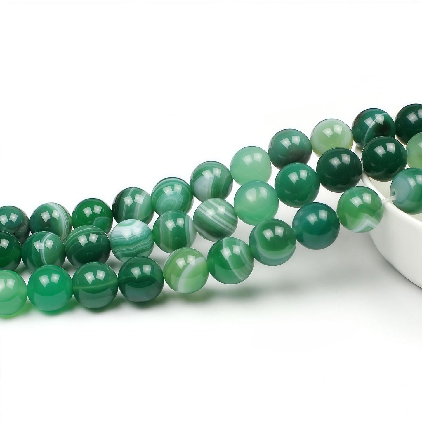 MJDCB Natural Stone Beads Green Striped Agate Round Loose Beads for Jewelry Making DIY Bracelet Necklace (10mm)