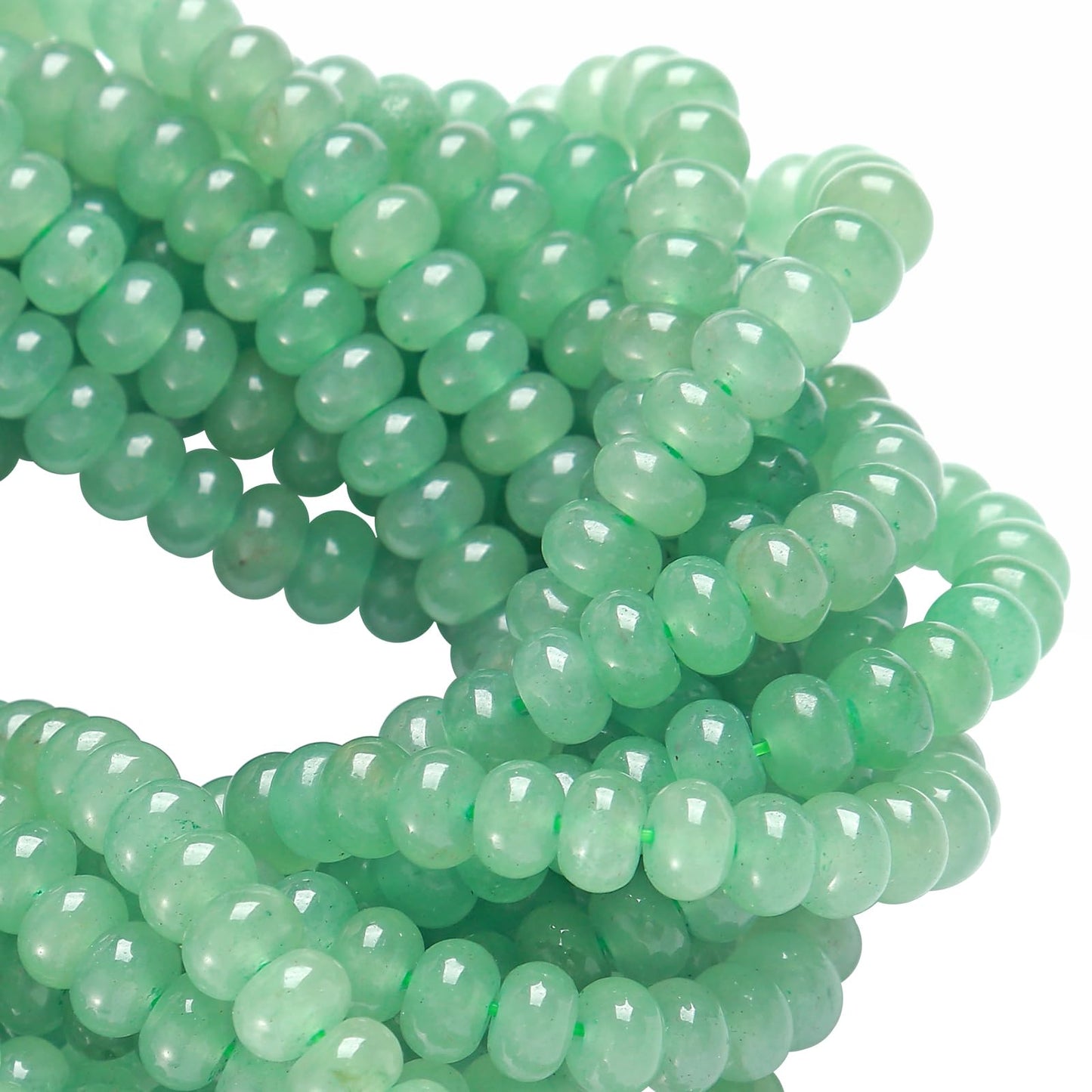 5x8mm 76pcs Natural Stone Green Aventurine Rondelle Spacer Loose Beads Abacus Disk Stone Round Loose Gemstone Beads for Jewelry Making DIY Bracelet Necklace