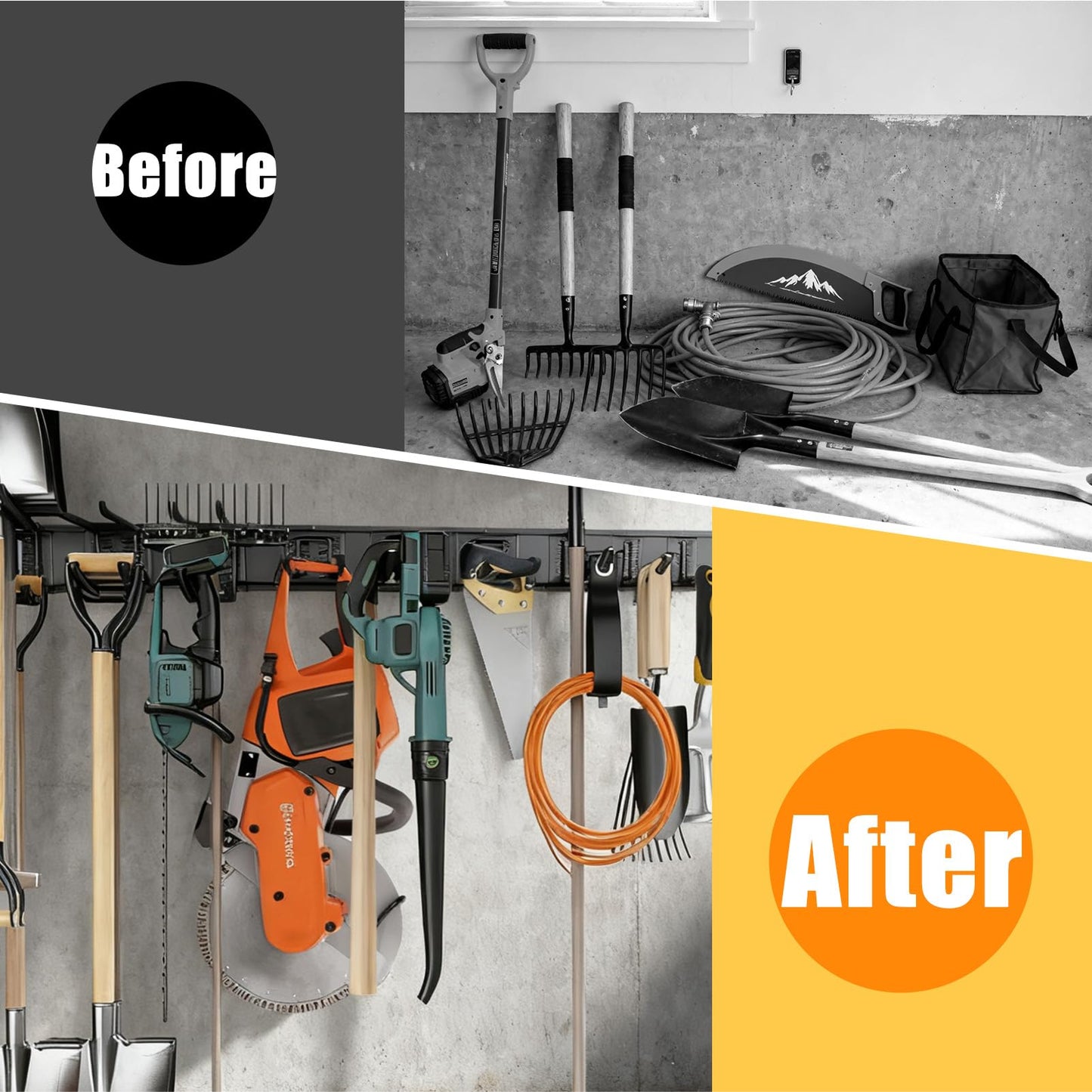 KOFANI Heavy Duty Garage Wall Organizer with 700LB Capacity, 48Inch Garage Tool Organizer Wall Mount and Garden Tool Organizer with Adjustable Tool Rack for Garage Shed Yard Storage