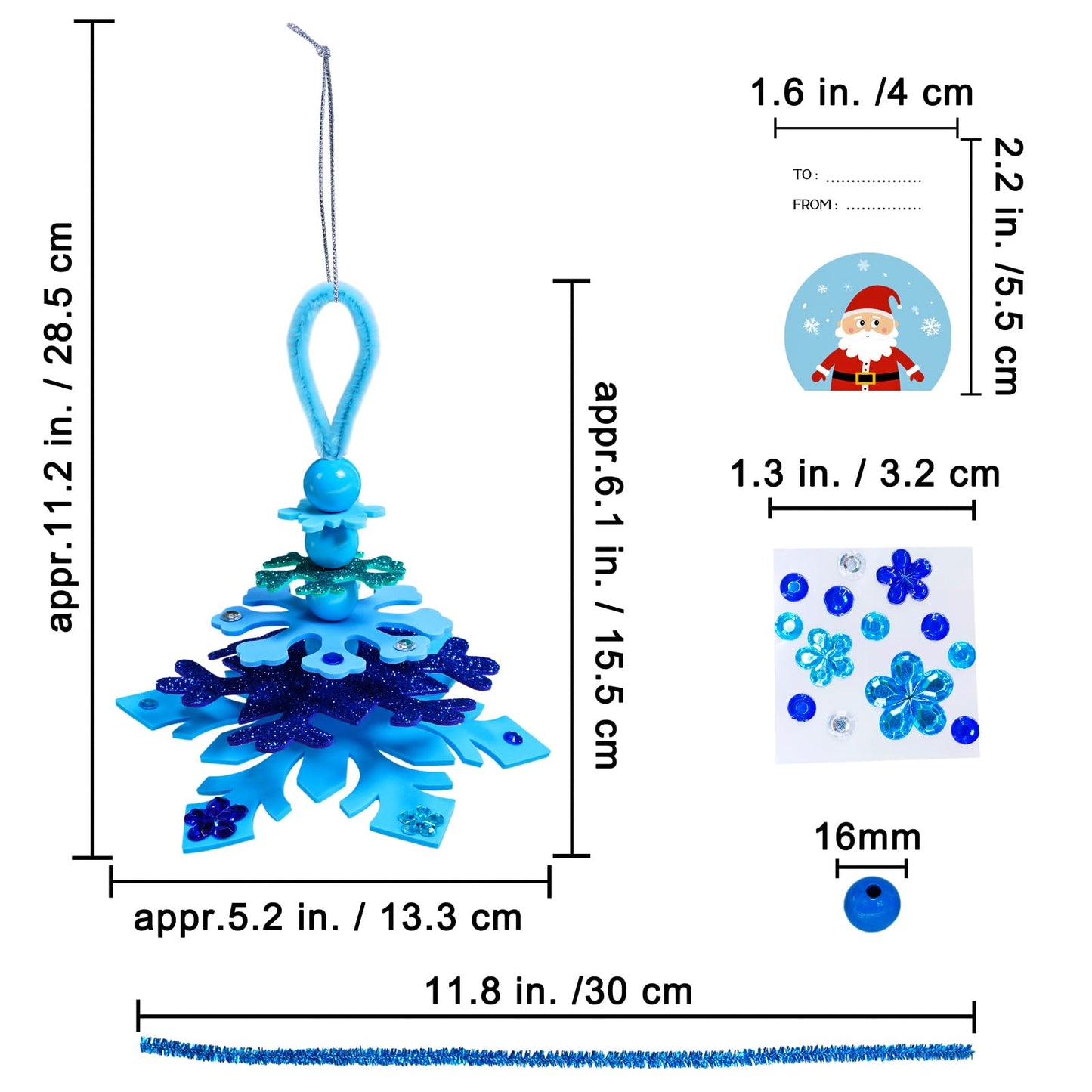 Winlyn 24 Sets Christmas Craft Kits Winter Crafts DIY 3D Snowflake Tree Ornaments Decorations Art Sets Foam Snowflake Christmas Arts and Crafts for Kids Holiday Classroom Art Activities Party Favors