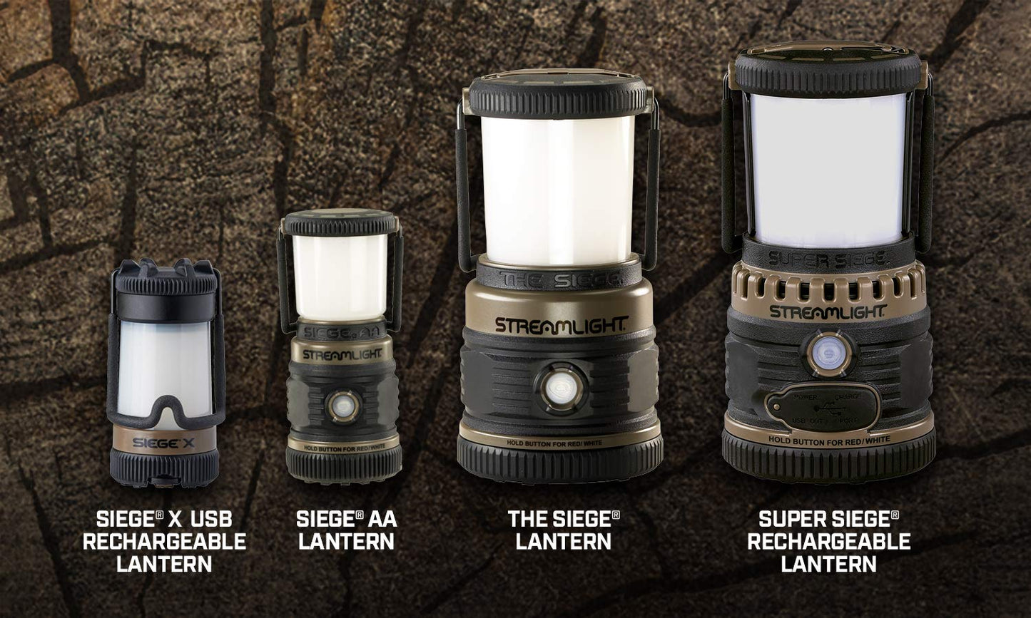 Streamlight 44941 Siege AA 200-Lumen Lantern with White & Red LEDs for Camping & Emergencies, Coyote