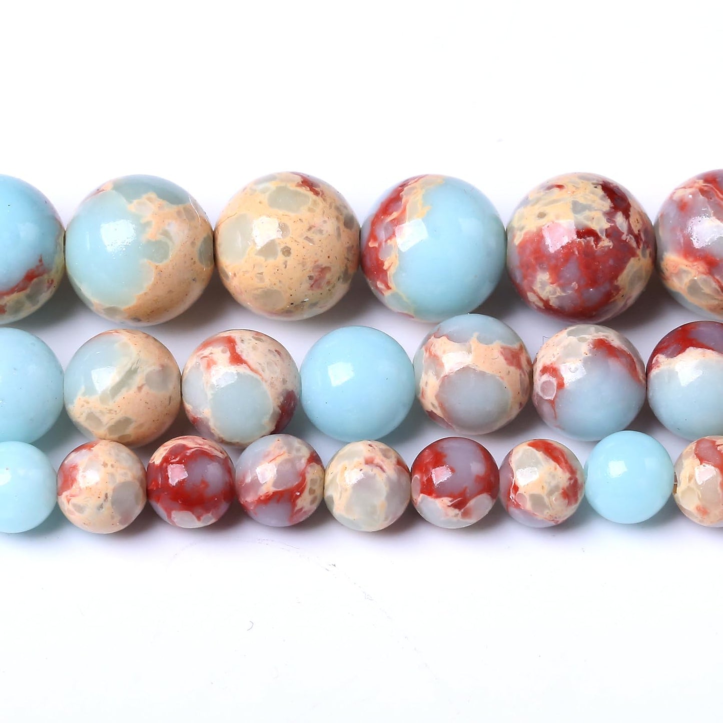 45PCS 8MM Natural Longevity Mountain Beads Round Loose Stone Beads for Jewelry Making DIY Energy Stone Healing Power Bracelet 15"