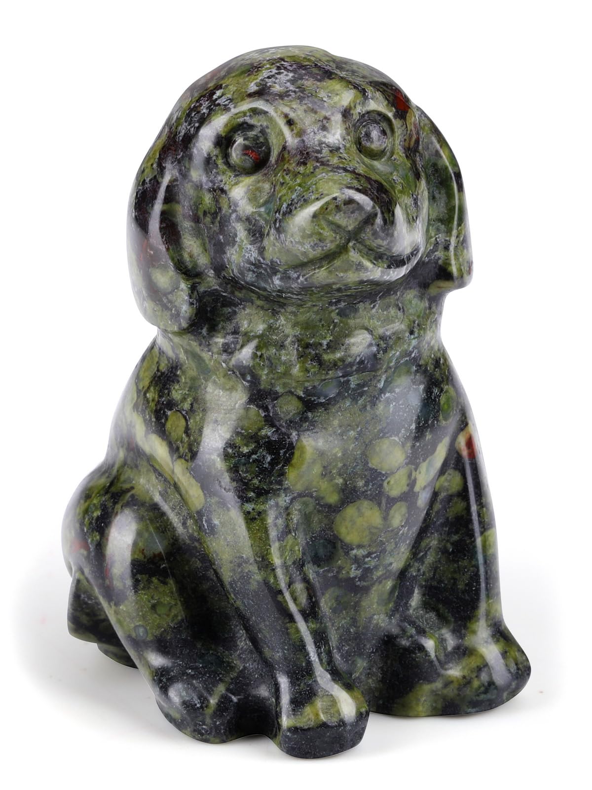 CrystalTears Dragon Bloodstone Crystal Dog Ornament, Cute Dogs Gifts for Women Dog Lovers Men Christmas, 1.5” Lucky Healing Gemstone Labrador Dogs Puppy Figurine Statue for Home Office Desk Decor
