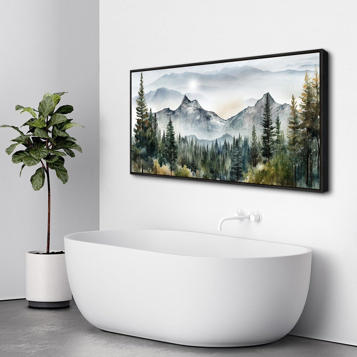 Wapluam Abstract Mountain Landscape Canvas Wall Art - Black Framed, Large, Modern Home Decor for Living Room, Bedroom, Office