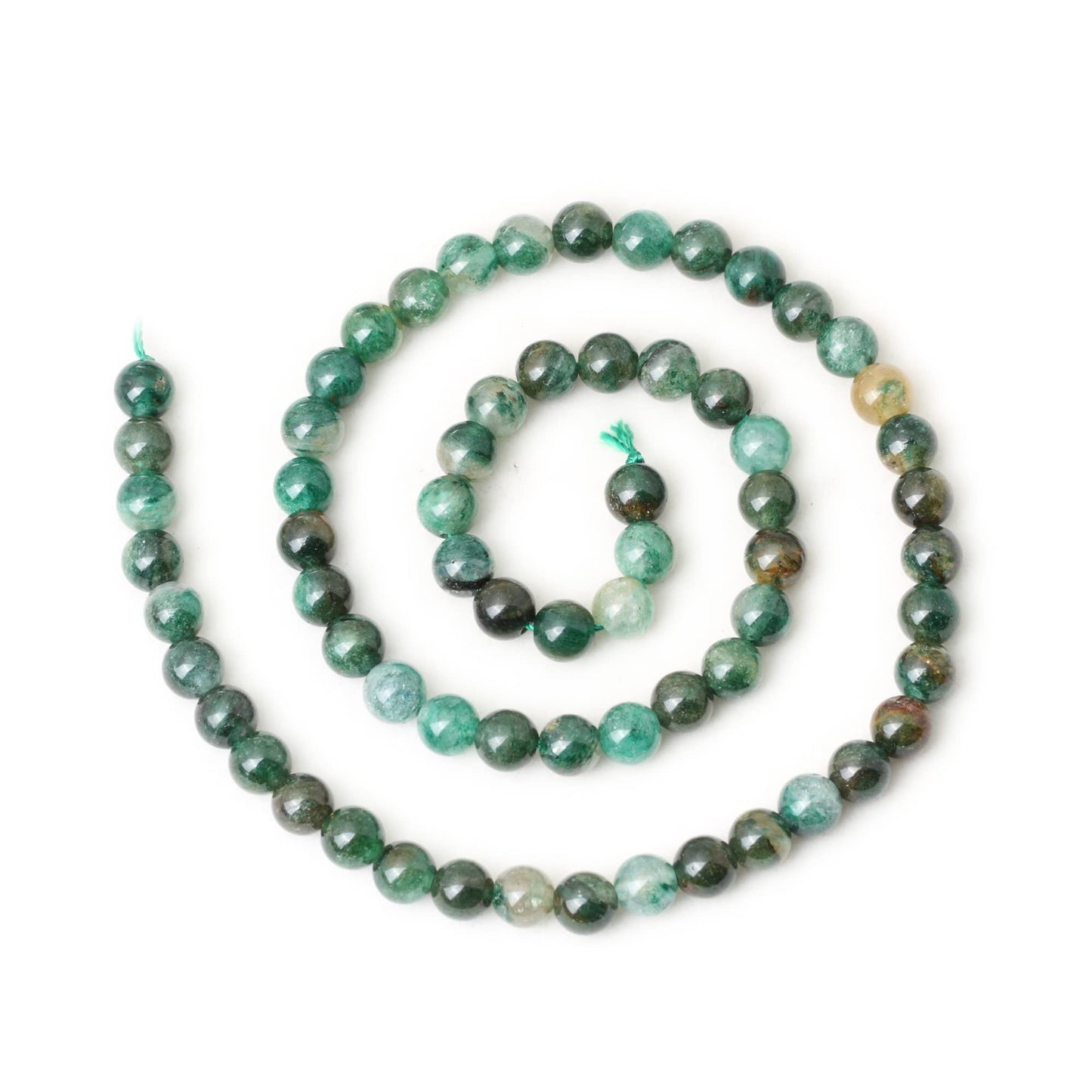 CHEAVIAN 60PCS 6mm Natural Green Mica Gemstone Smooth Surface Round Loose Beads for Jewelry Making 1 String 15 Inches