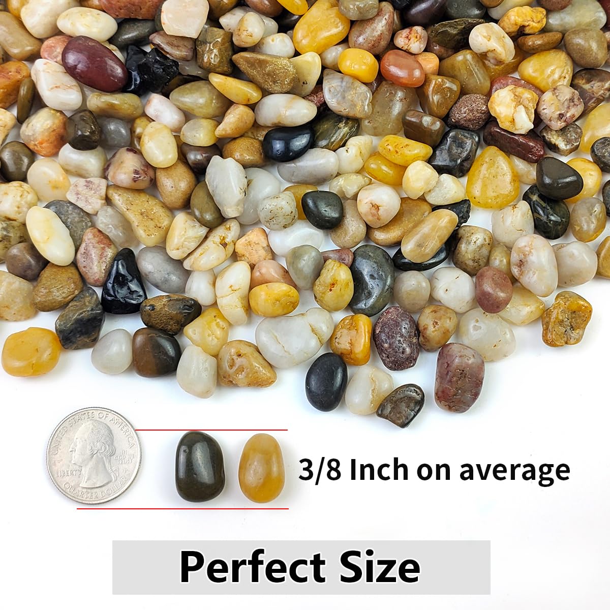 YISZM 5LB Succulent and Cactus Gravel Pebbles, 3/8 Inch Decorative Polished Stones, River Rocks for Plants, Vases, Aquariums, Terrarium and Outdoor Gardening, Natural