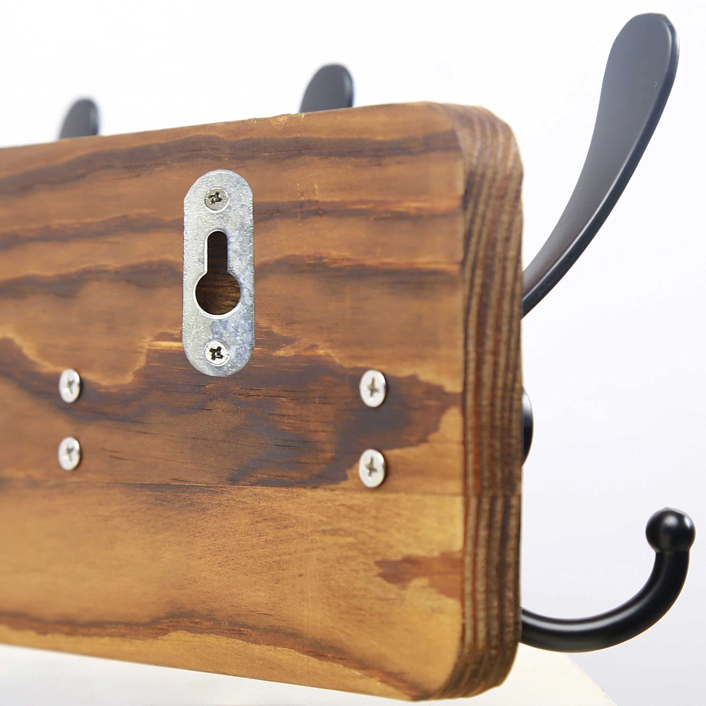 SKOLOO Rustic Wall Mounted Coat Rack: 16" Stud Spacing, Pine Real Wood Plank Wall Coat Rack with 5 Triple Hooks, Farmhouse Coat Hanger Wall Mount for Hanging Backpack Jacket Coat Hat