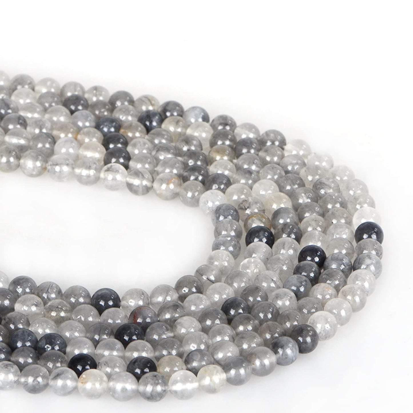 ICAI Beads（Cloudy Quartz Crystals） Natural Stone Gemstone Round Loose Beads Crystal Energy Stone Healing Power for Jewelry Making DIY,1 Strand 46-48pcs（8mm）