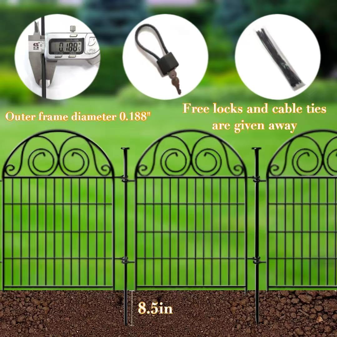 Getlay Tall Garden Fence Animal Barrier with Gate, 32 in(H) 16 Panels Garden Fences and Borders for Dogs, Dog Fence Outdoor for Yard, Total Length 35 Ft Metal Temporary Fencing│Patented