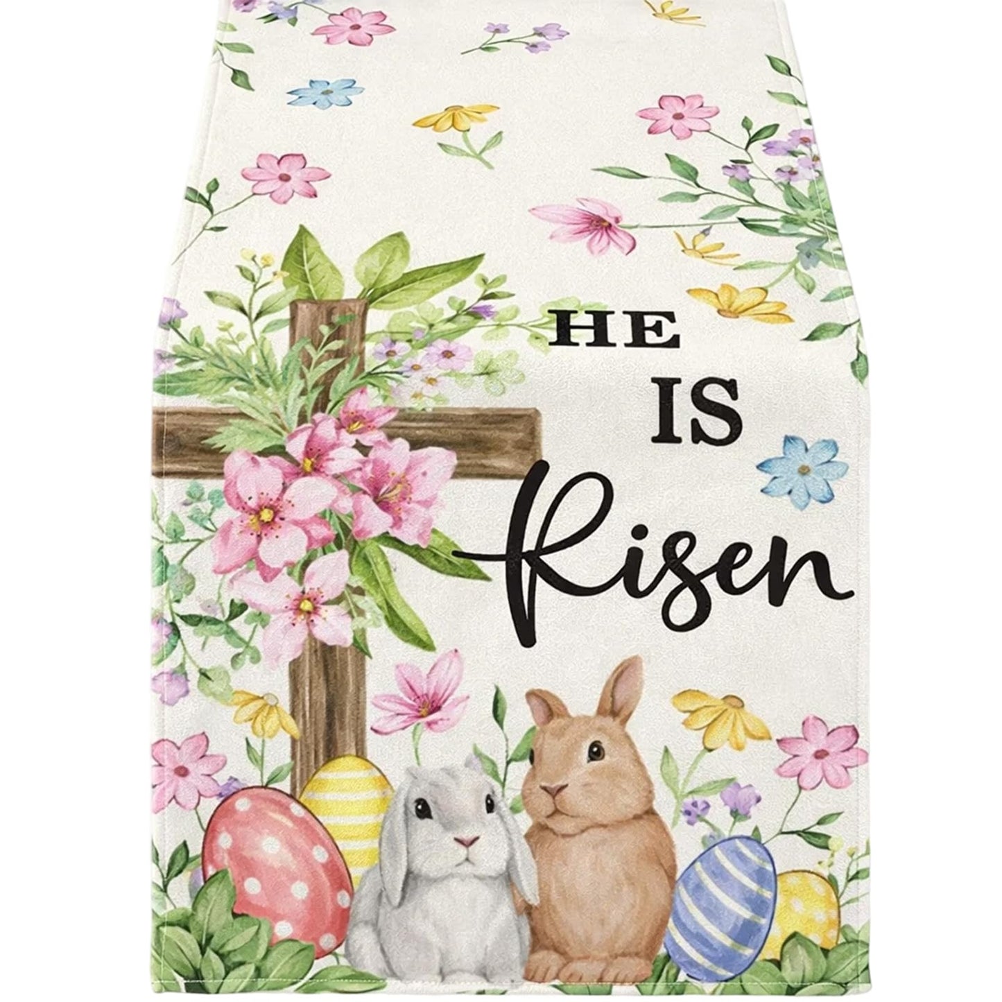 MIRJXB Easter Table Runner, Seasonal Spring Kitchen Dining Table Decoration, Holiday Party Table Setting for Home Decor, 1 Piece Table Runner for Family Gatherings