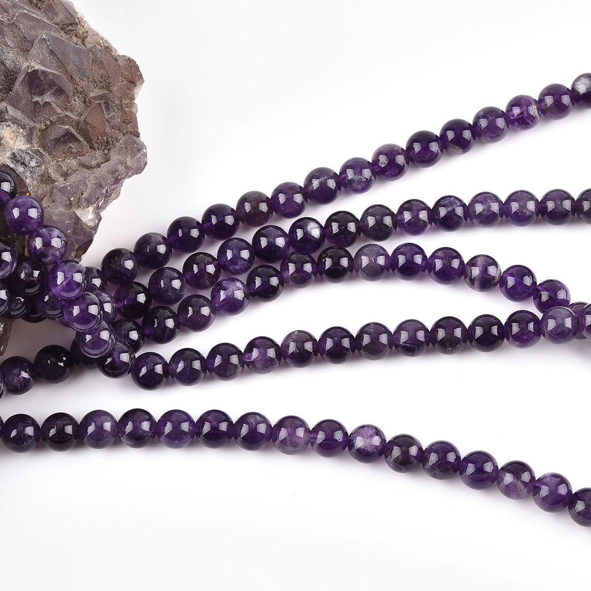 6mm Natural Amethyst Beads Round Gemstone Loose Beads for Jewelry Making (60-62pcs/strand)