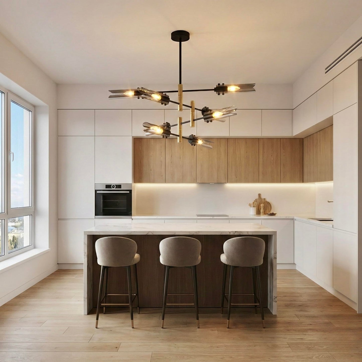 Modern Living room Dining room Sputnik Chandelier, Bedroom Hallway Light Fixtures, Pendant Lights Kitchen Island, Hanging Lights Ceiling Light Farmhouse Kitchen Decor Fixture Lamparas (Black & Gold-8)