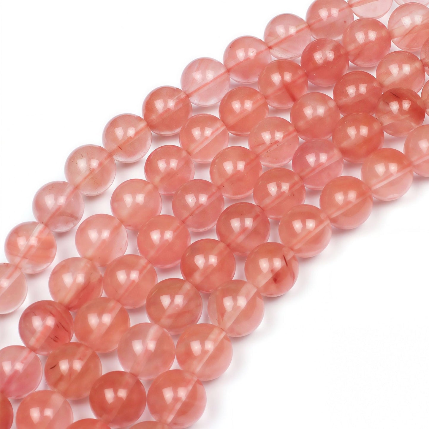 MJDCB Stone Beads Pink Crystal Round Loose Beads for Jewelry Making DIY Bracelet Necklace (10mm)