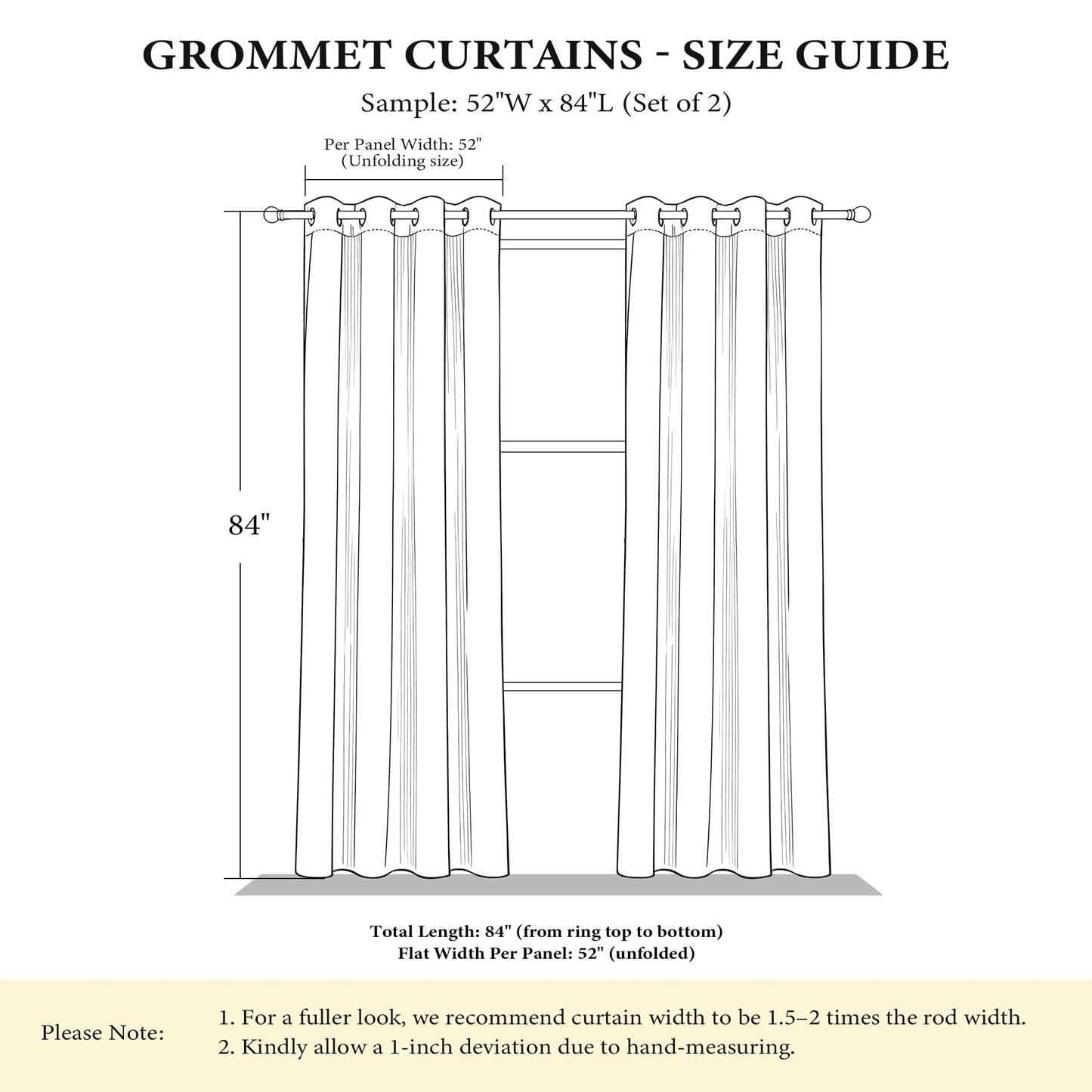 NICETOWN Boho Curtains with Navy Blue Trim 84" Long 2 Panels, Embroidered Cream Linen Textured Geometric Drapes with Antique Bronze Grommets, Light Filtering Window Treatment for Living Room & Nursery