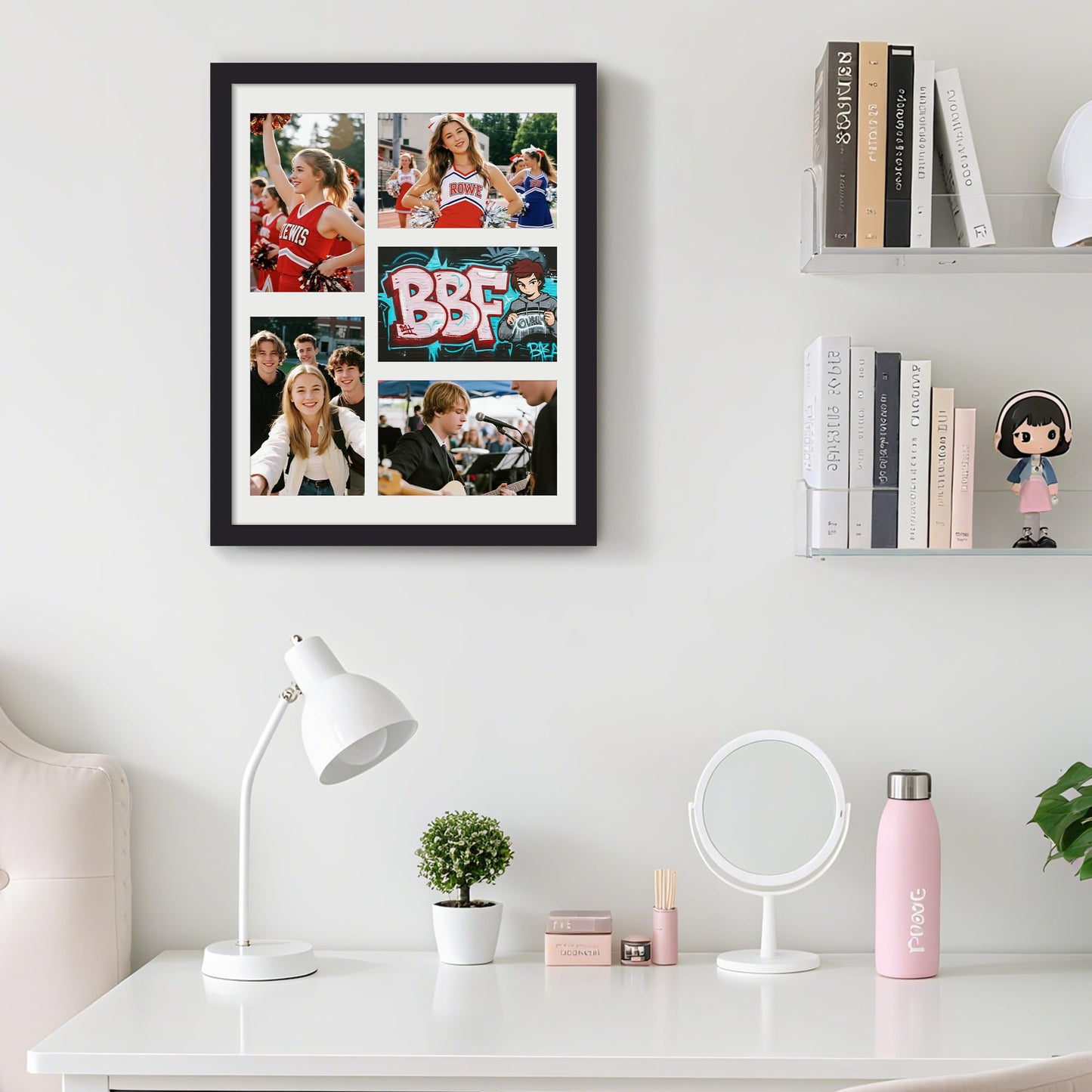 upsimples 11x14 Collage Picture Frame, Display Pictures 5 4x6 with Mat or 11x14 Without Mat, Wall Hanging 5 4x6 Picture Frame Collage Wall Decor, Black, 1 Pack