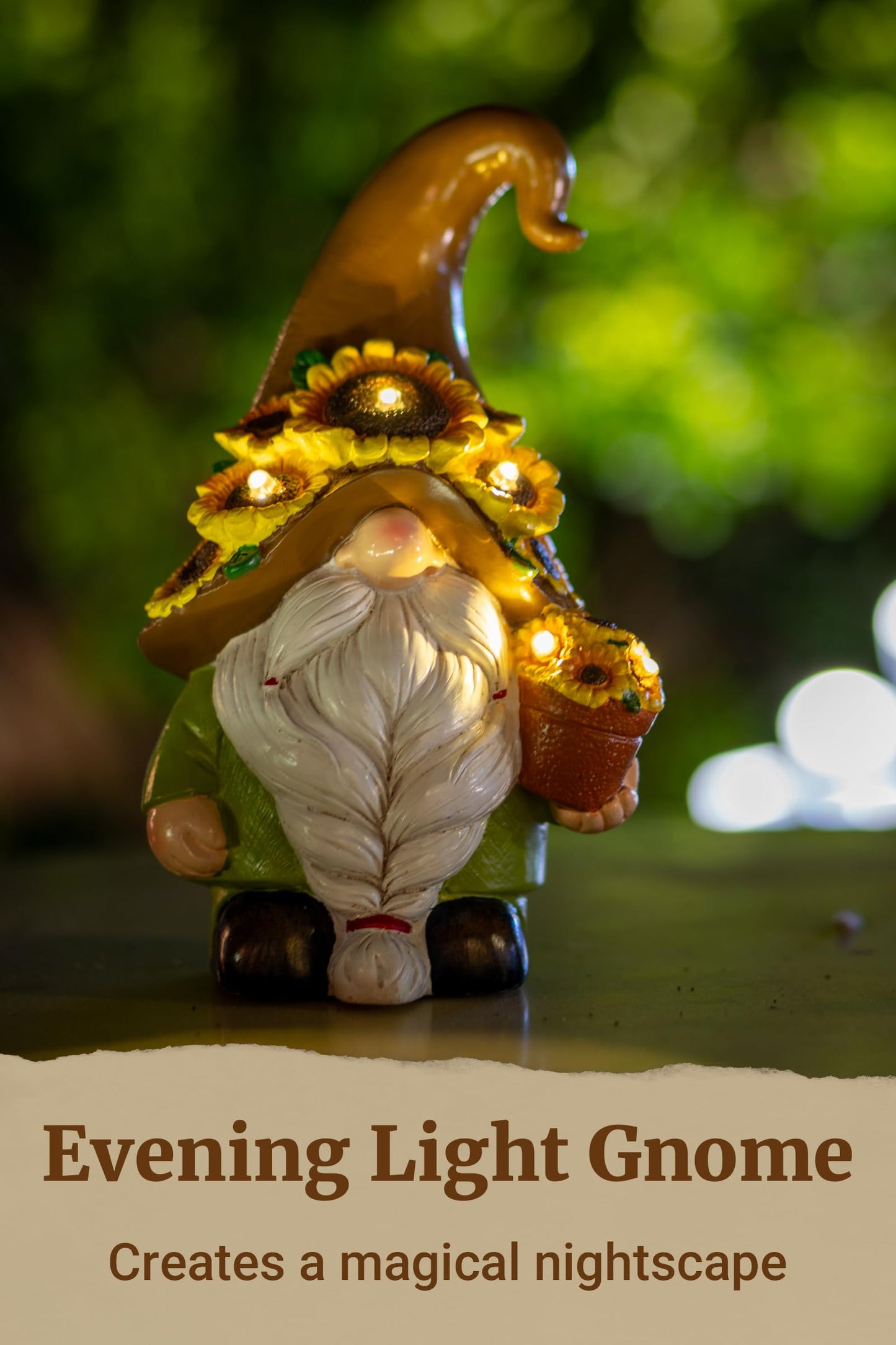 Fuzrea Solar Garden Gnome Statue, 7.67 Inch Resin Gnome Outdoor Decor for Yard, Backyard, Patio, Porch, Lawn; Garden Decor, Gnome Gifts, Birthday Gifts for Grandma Mom Women