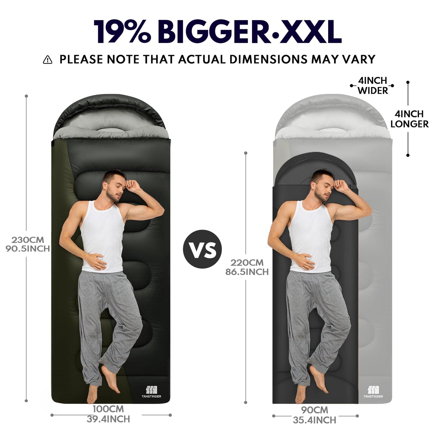 TANSTRIDER XXL Winter Sleeping Bags for Adults Cold Weather,Camping Sleeping Bag for Kids with Compression Sack,4 Season Camping Essentials Gear for Hiking,Traveling,Outdoor,Backpacking,Climbing
