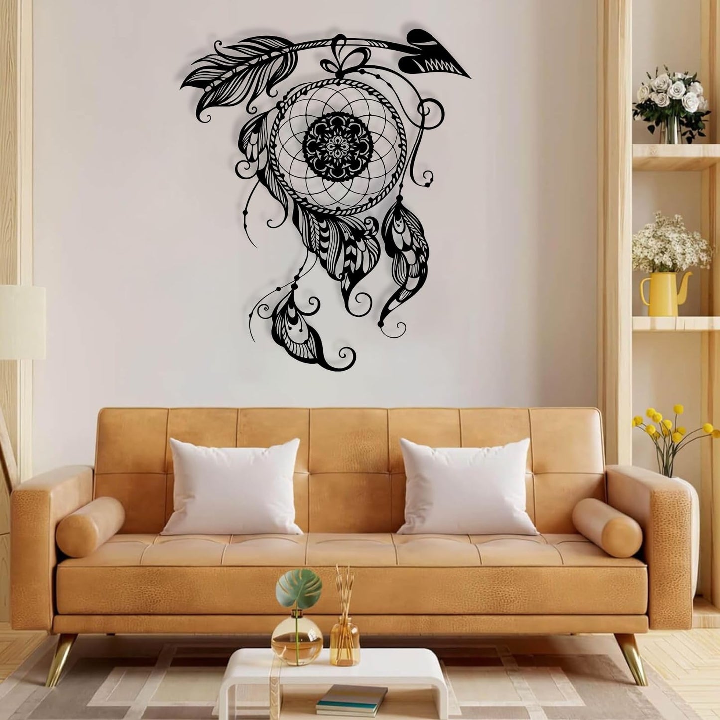 Metal Wall Art Dream Catcher Decor, Dream Catcher Wall Decor Large, Boho Wall Decor, Boho Dream Catcher, Dream Catcher Design, Metal Wall Decor, Interior Decor (White, 18.5"x22"/47x55cm)
