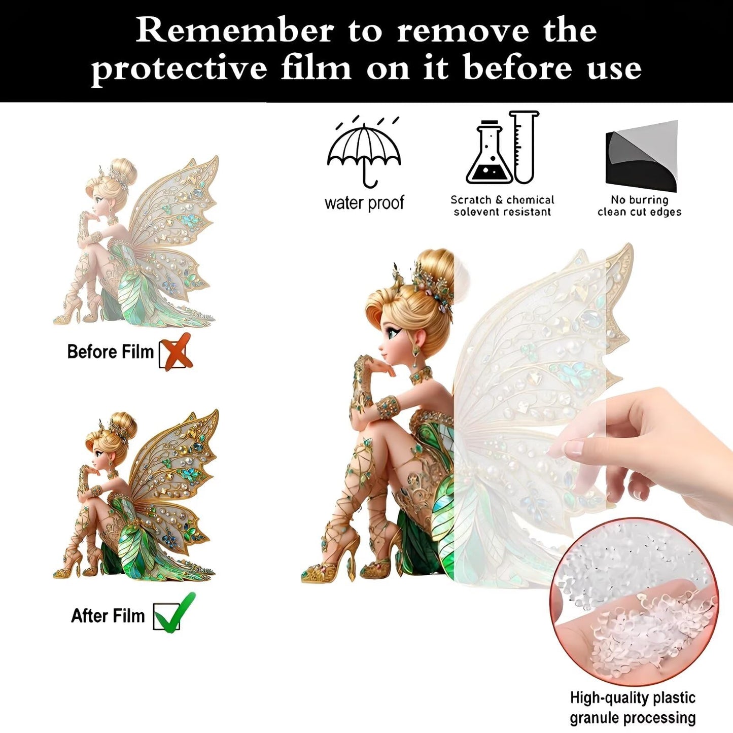 Fairy Sitting Jeweled Wings Acrylic Desktop Decoration, Suitable for Home Décor in Living Room or Office. Idea Gift Choice: Halloween, Christmas, Birthday, Anniversary, Valentine's Day, Celebrations