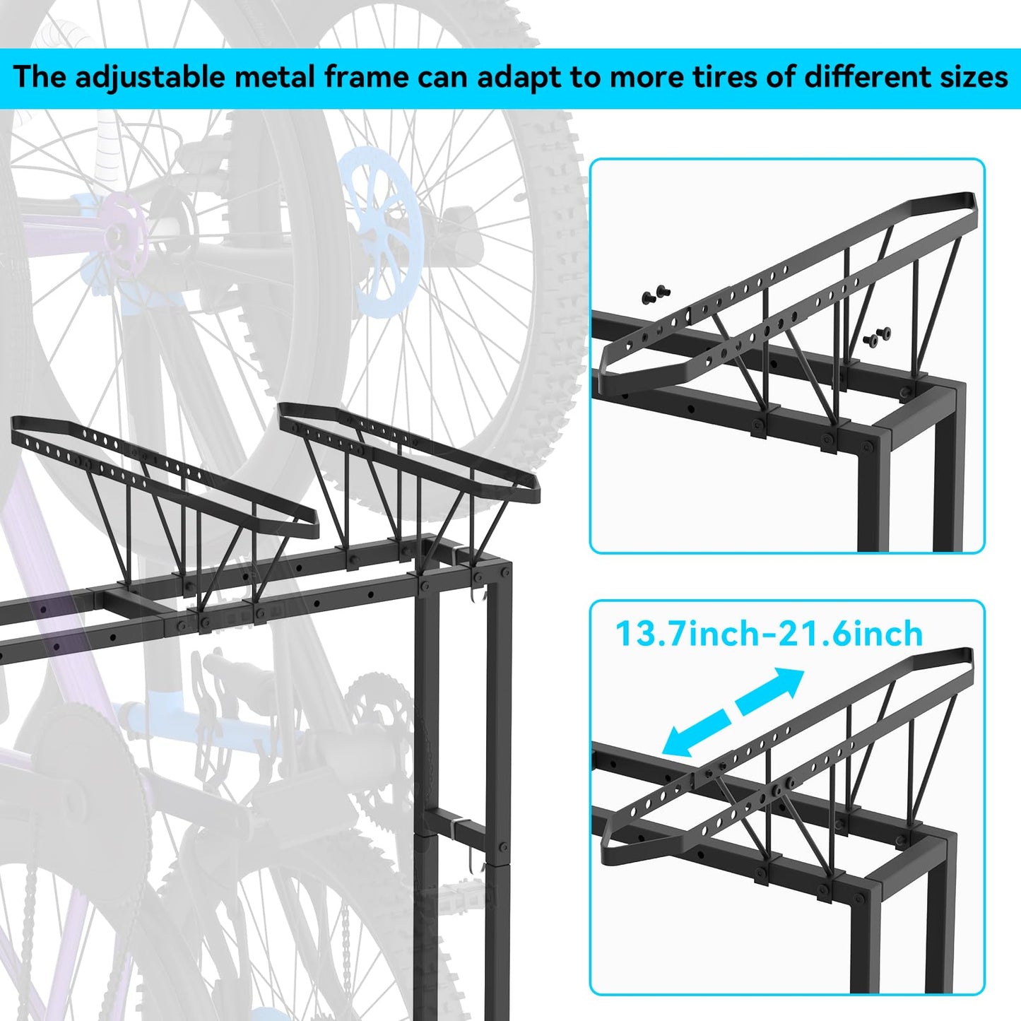 YBING Freestanding Bike Rrack Garage - 4 Bikes Vertical Bike Storage Stand, Floor Stand Bike Racks for Home and Garage Organizer, Indoor, Outdoor