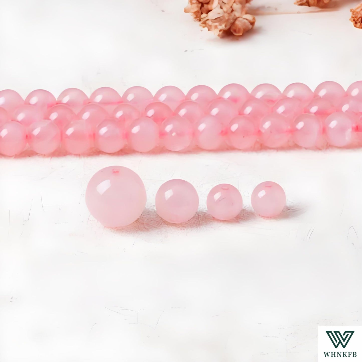 WHNKFB 10mm 50PCS Natural Full-Bodied Rose Quartz Round Beads, Opaque Loose Pink Crystal Beads for Jewelry Making Craft - 4mm 6mm 8mm 10mm Options with Free Elastic Cord