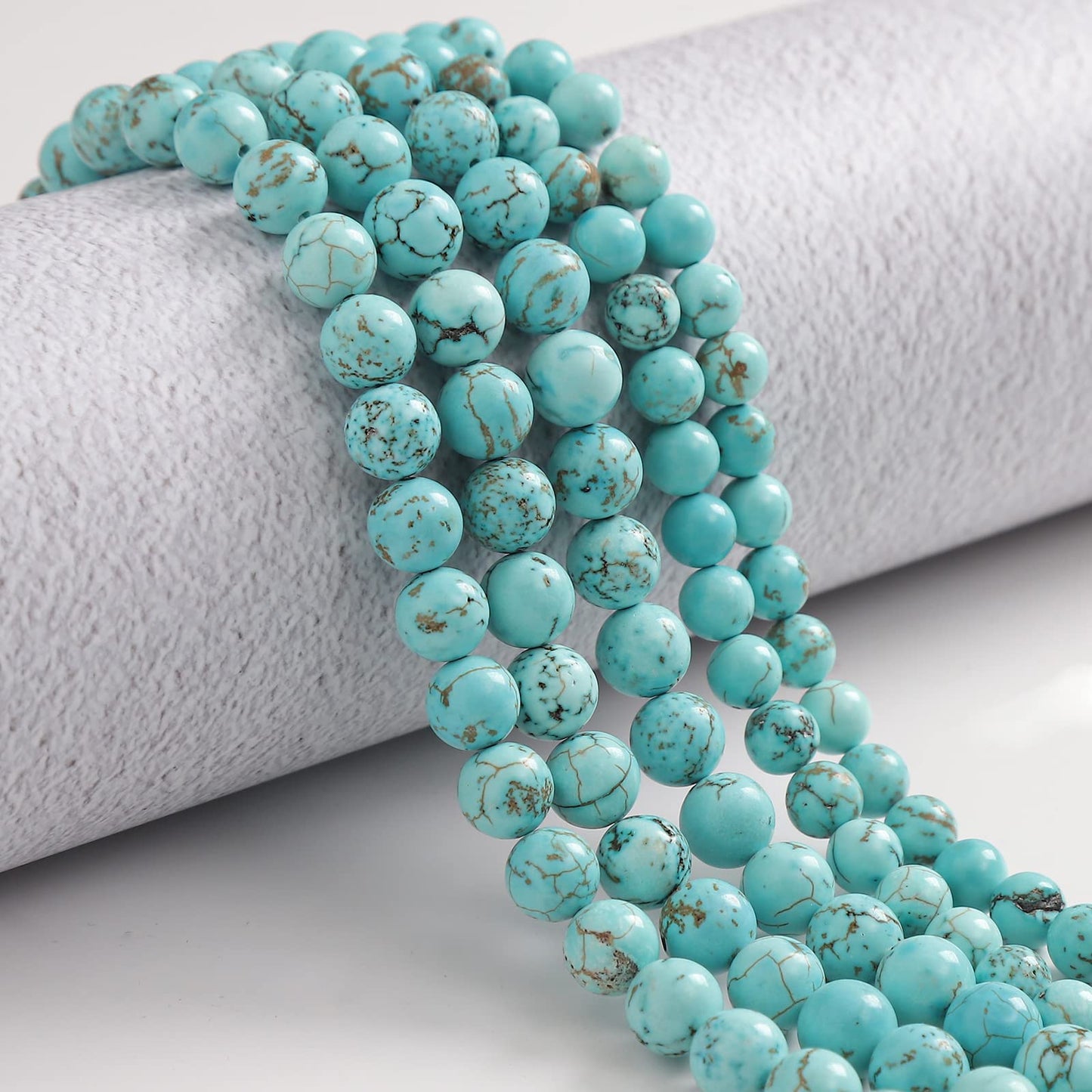45pcs 8mm Natural Turquoise Gemstone Beads Energy Healing Crystal Round Loose Stone Beads for Jewelry Making, DIY Bracelets Necklaces
