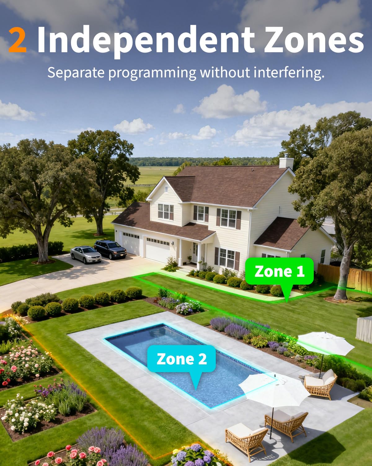 Diivoo Brass WiFi Sprinkler Timer 2 Zone, Smart Water Timer for Garden Hose Remote Control,Compatible with Alexa and Google Home,12 Irrigation Plans,Rain Delay & Manual Watering for Garden,Lawn,Yard