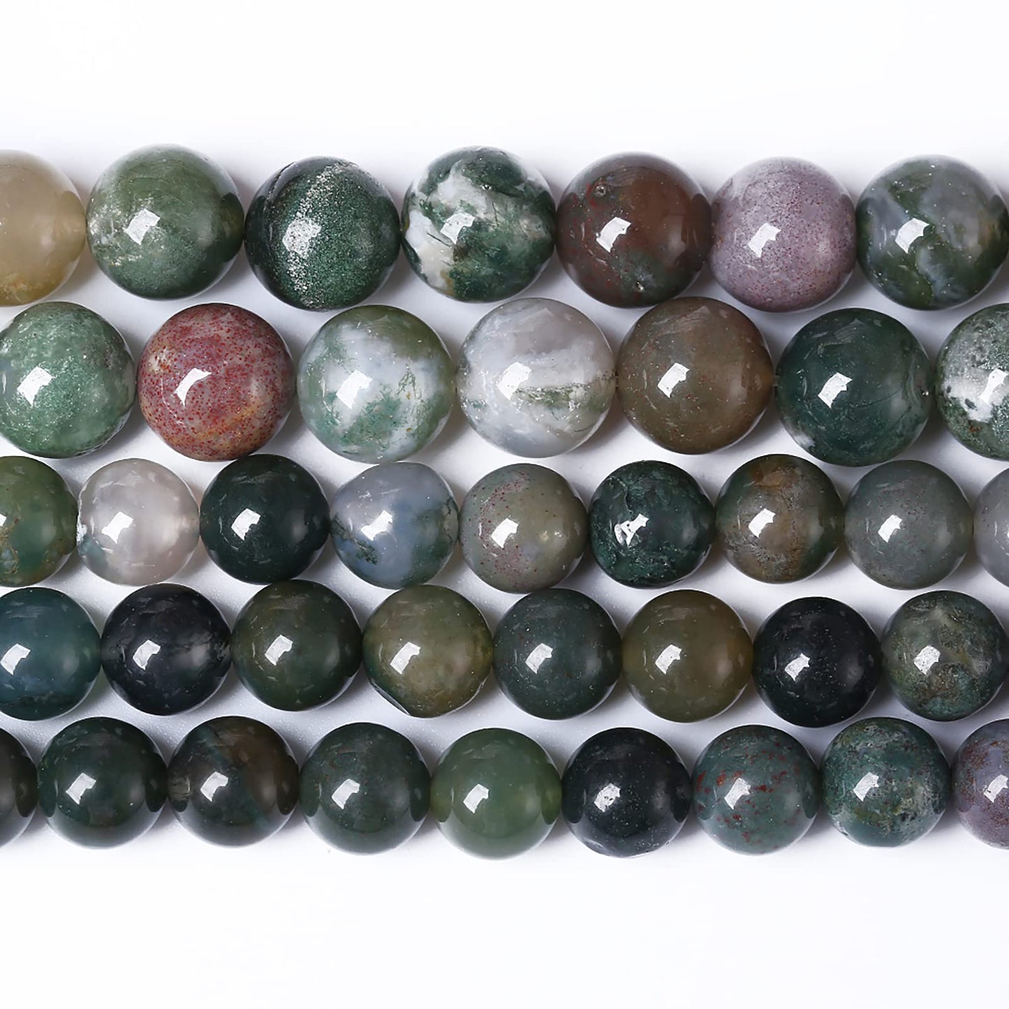 45pcs 8mm Natural Indian Agate Gemstone Beads Smooth Round Loose Spacer Beads for Jewelry Making DIY Bracelet Necklace 15" Strand