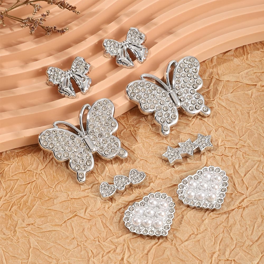 22Pcs Bling Shoe Charms Designer Rhinestones Bling Chain Shoes Accessories for Women Girls Jewelry DIY Shoe Accessories Decoration Party Favors