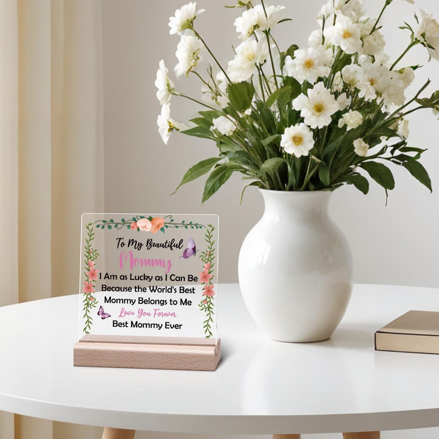Mom Birthday Desk Decorative Sign from Daughter Son Mother Acrylic Plaque Christmas Desk Sign for Mom Mommy Gift for Mothers Day Mother Acrylic Decor from Daughter Son Mommy Thanksgiving Birthday Gift